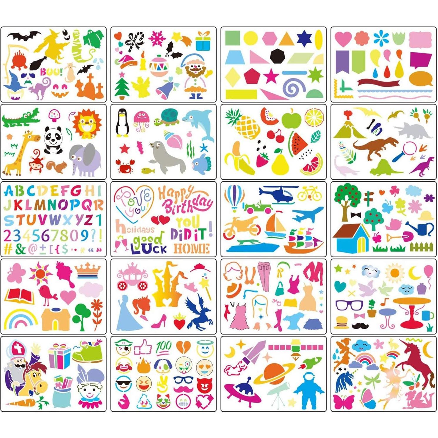 Juego de Plantillas de Dibujo HADDIY 20 Piezas para Niños