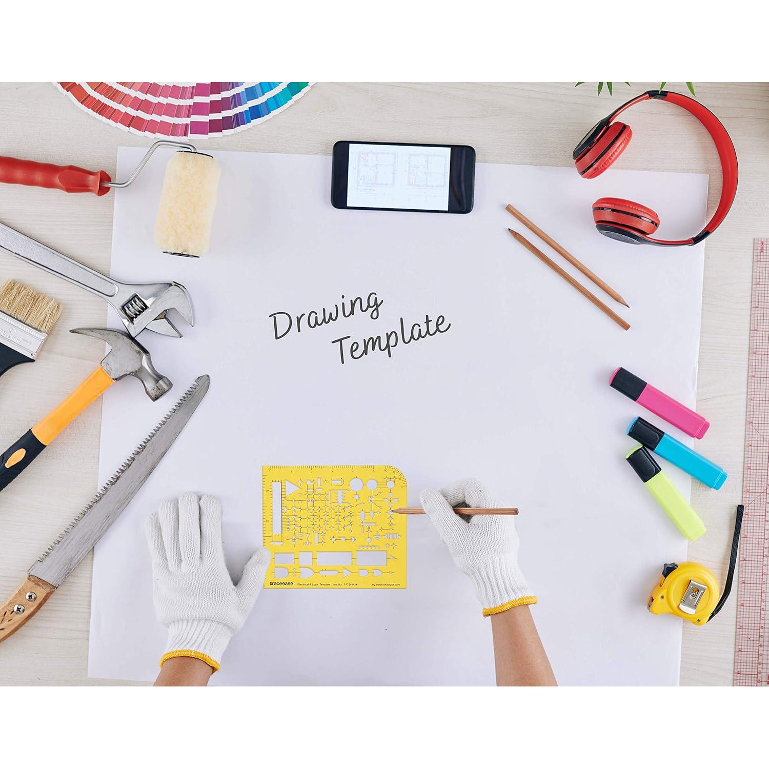 Plantilla de Dibujo Eléctrico Traceease 17.8x15.2 cm 59 Formas