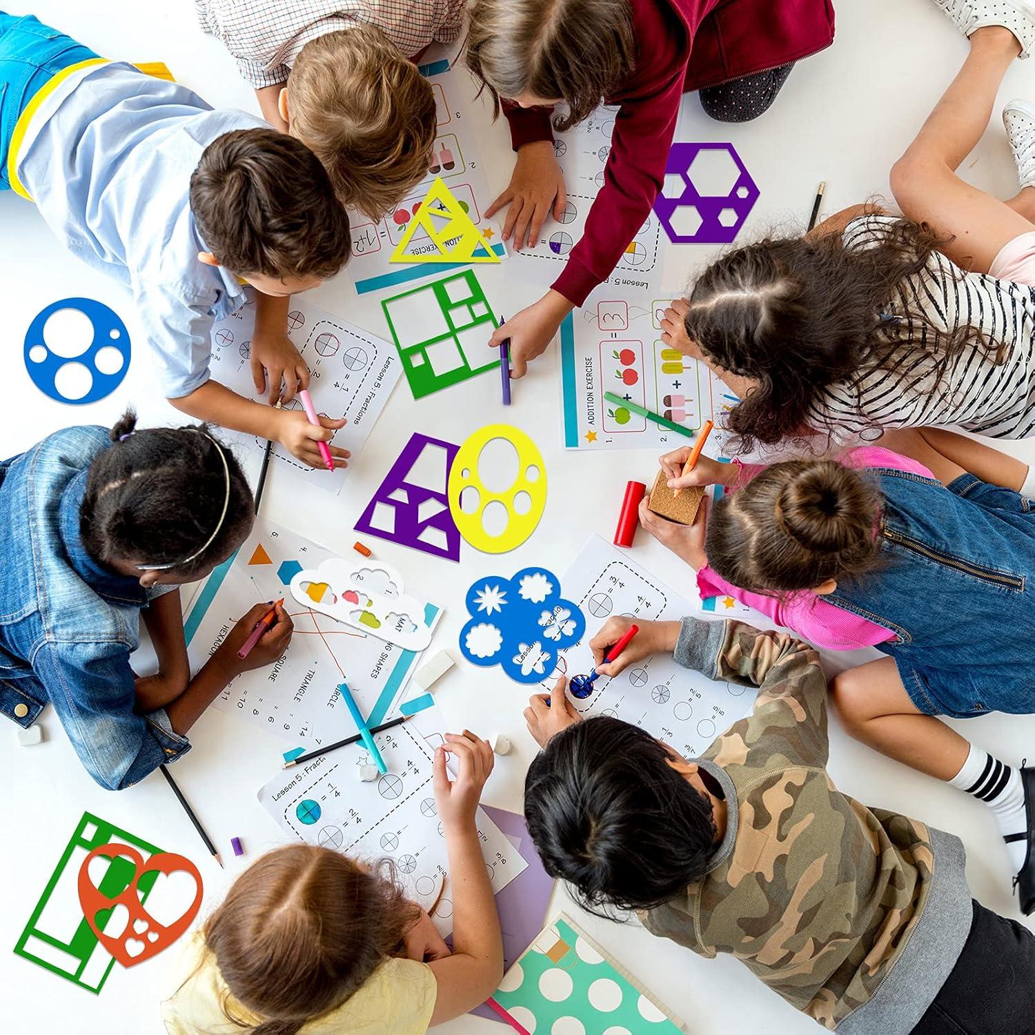 16 Plantillas Geométricas para Niños Epakh 15x15 cm Reutilizables