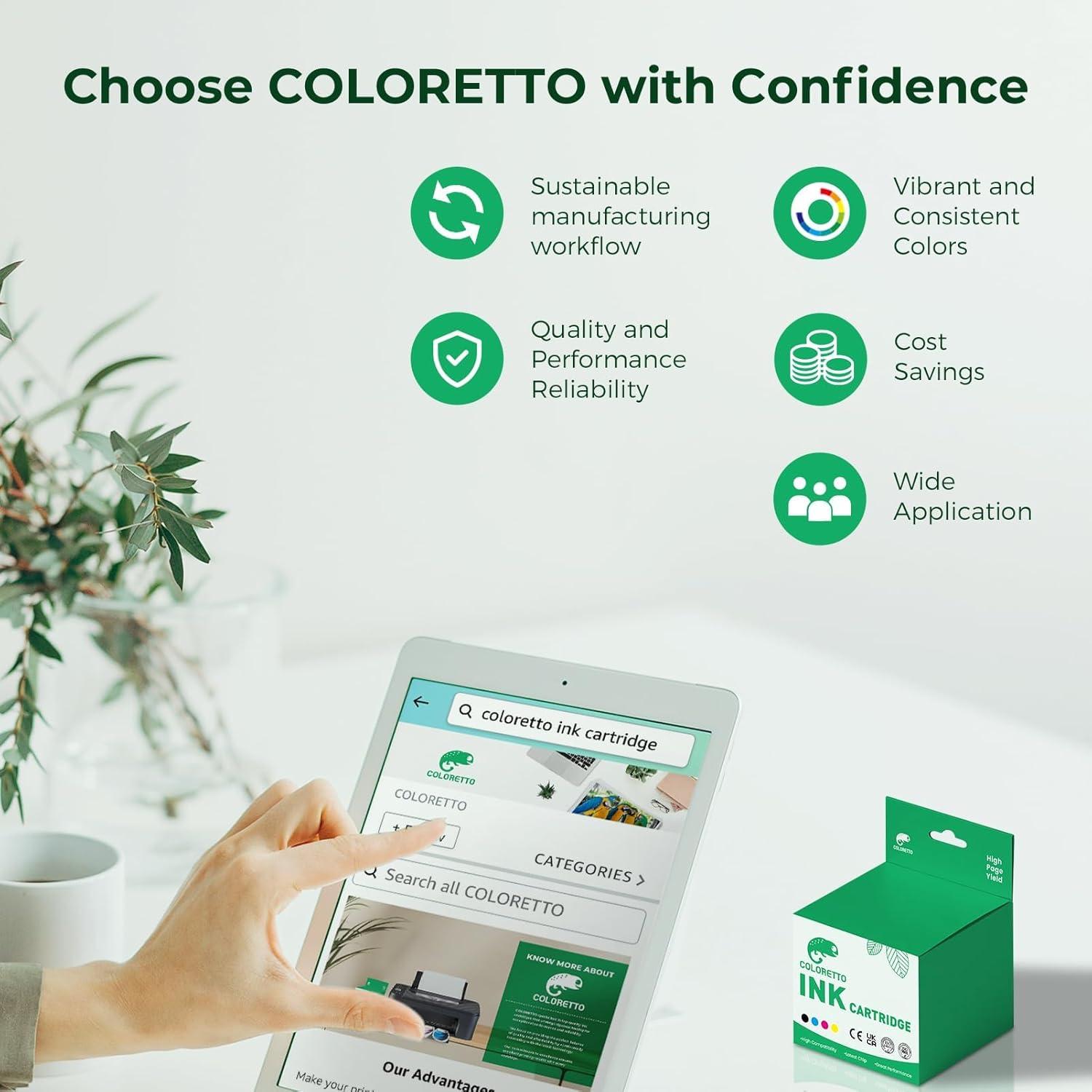 Cartucho de Tinta Remanufacturado COLORETTO HP 63XL Negro y Color