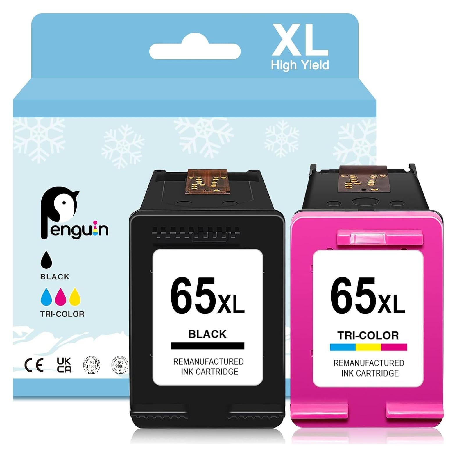 Cartuchos de tinta Penguin 65XL para impresoras HP - Negro y Color