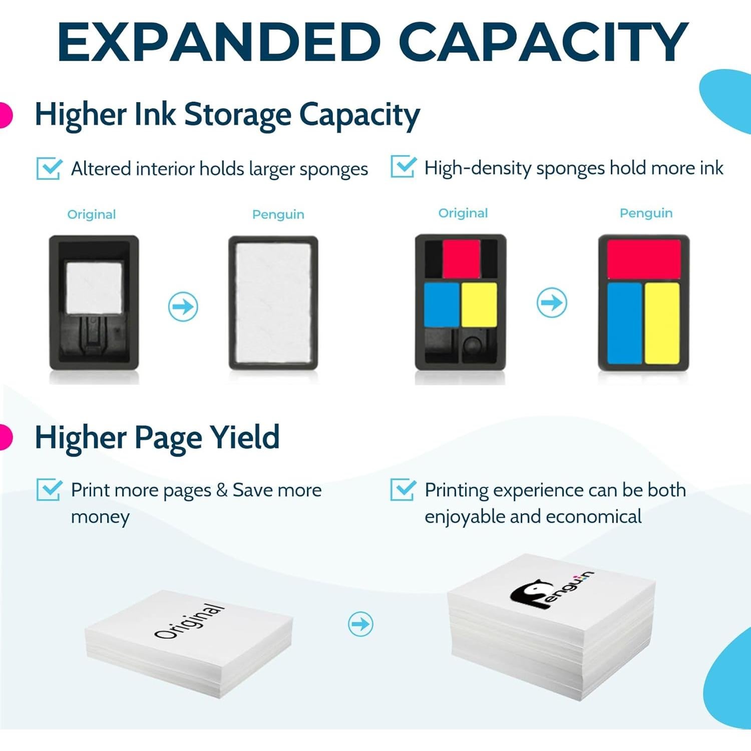 Cartuchos de tinta Penguin 65XL para impresoras HP - Negro y Color