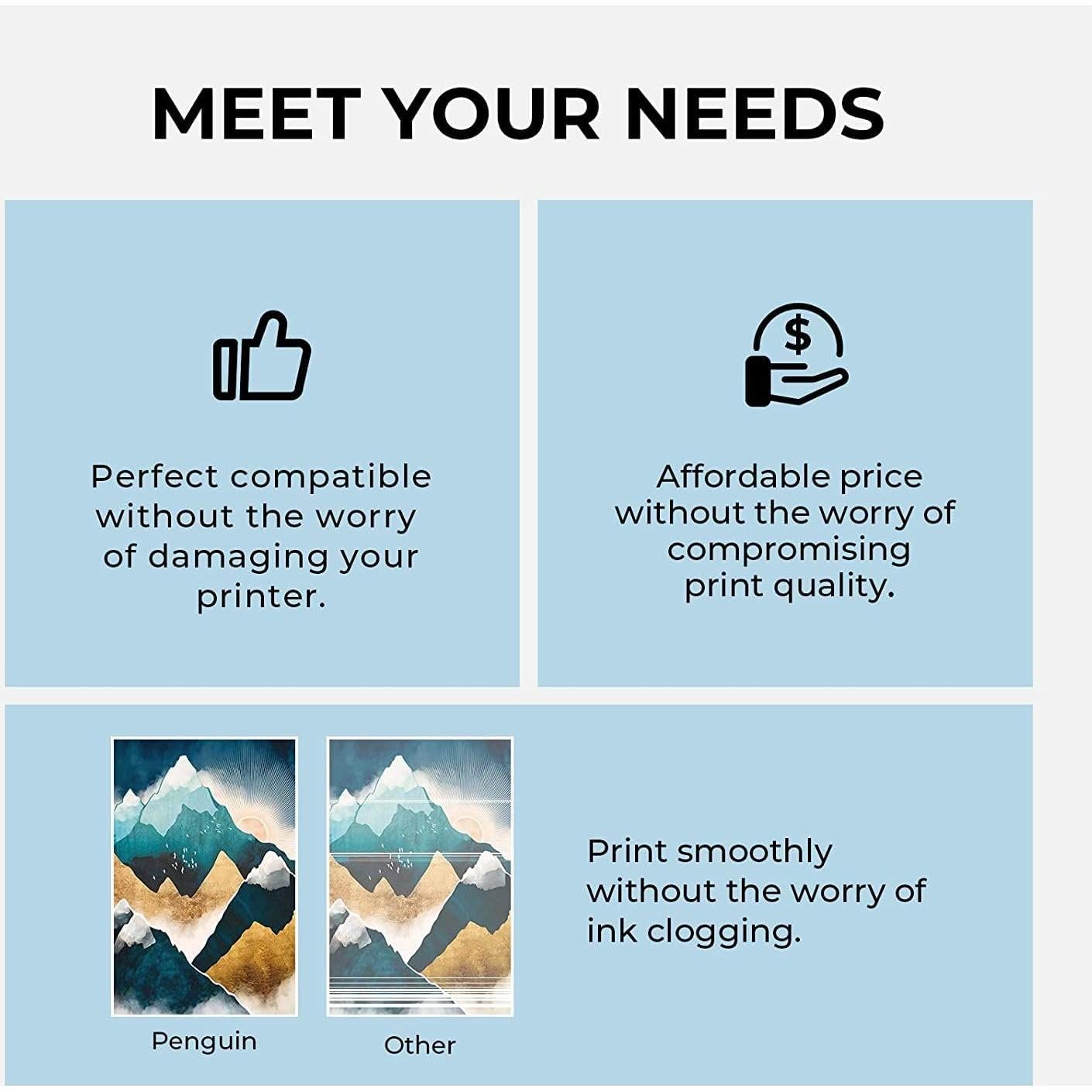 Cartuchos de tinta Penguin 65XL para impresoras HP - Negro y Color