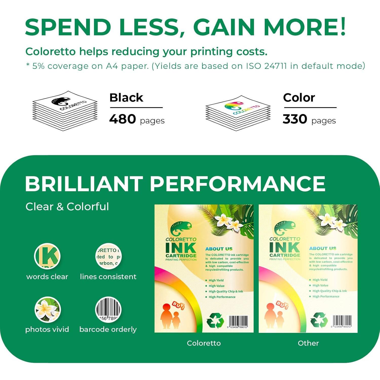 Cartucho de Tinta Remanufacturado COLORETTO HP 61XL Negro y Color