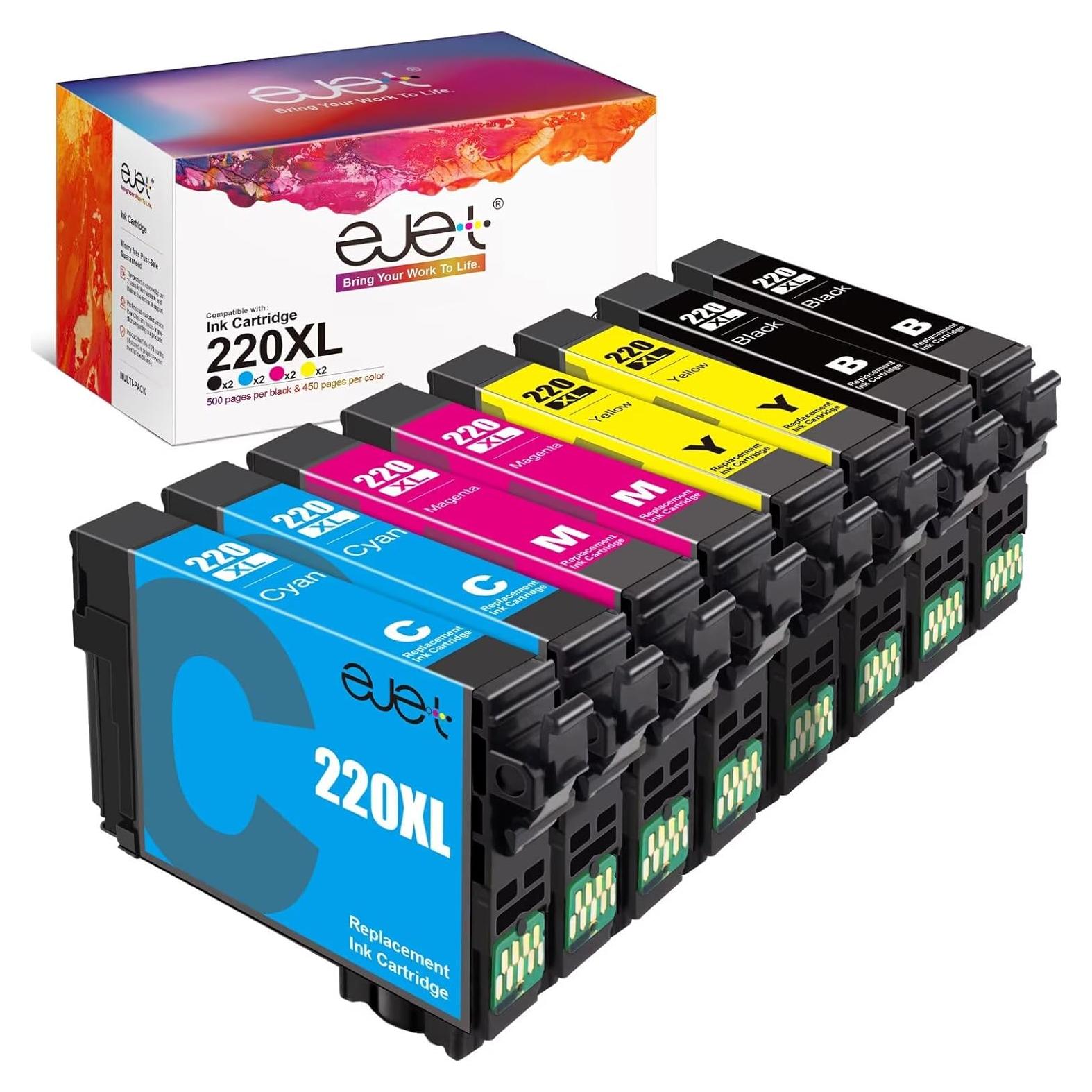 Cartucho de Tinta Remanufacturado ejet 220XL para Epson - 8 Piezas