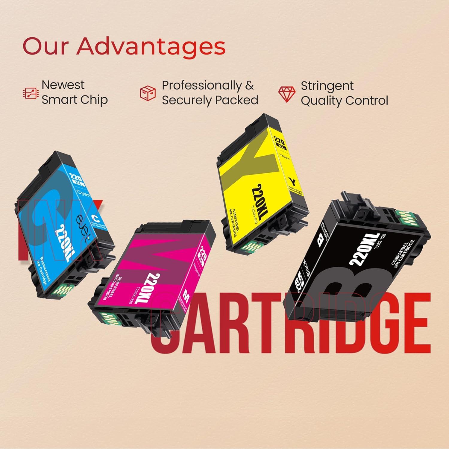 Cartucho de Tinta Remanufacturado ejet 220XL para Epson - 8 Piezas