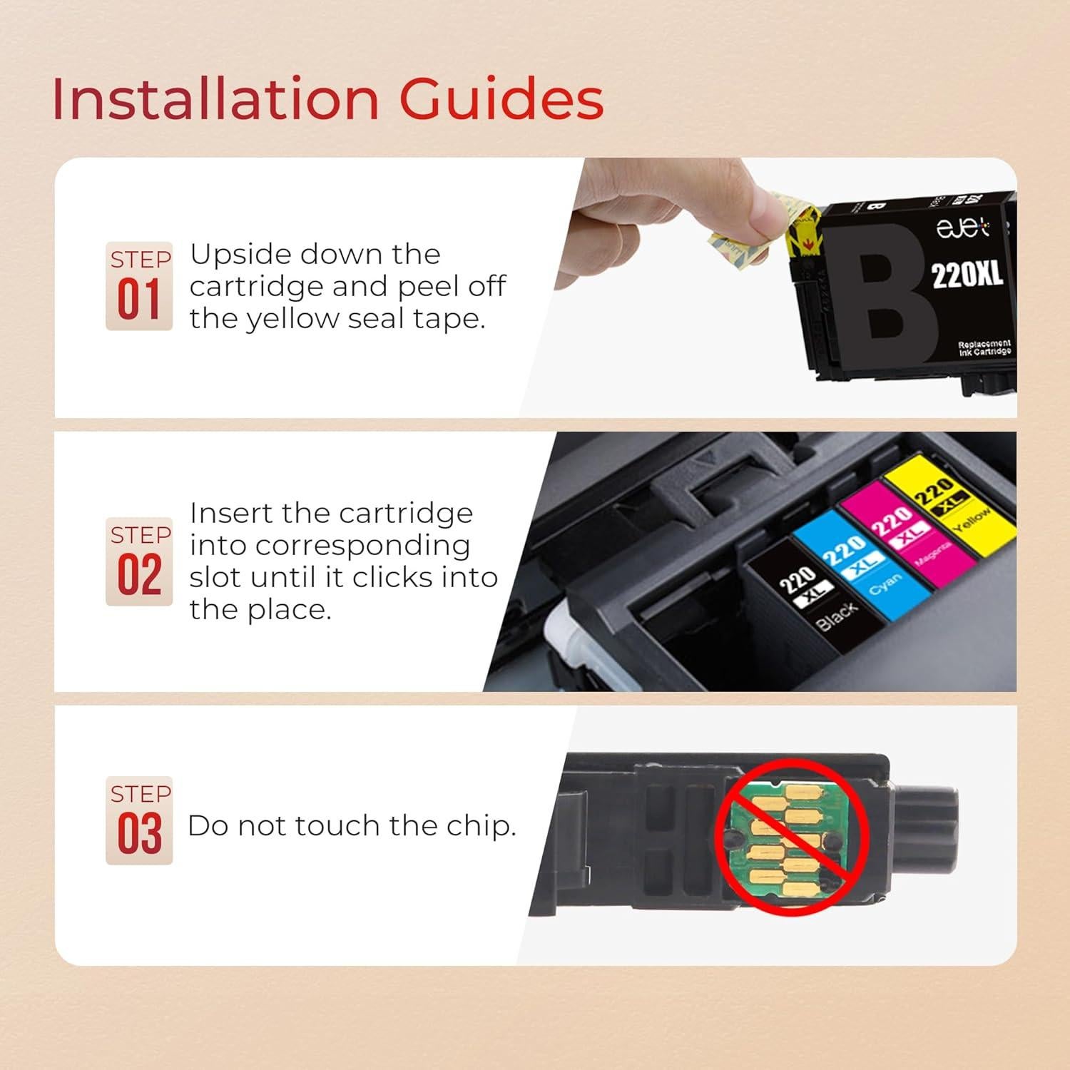 Cartucho de Tinta Remanufacturado ejet 220XL para Epson - 8 Piezas