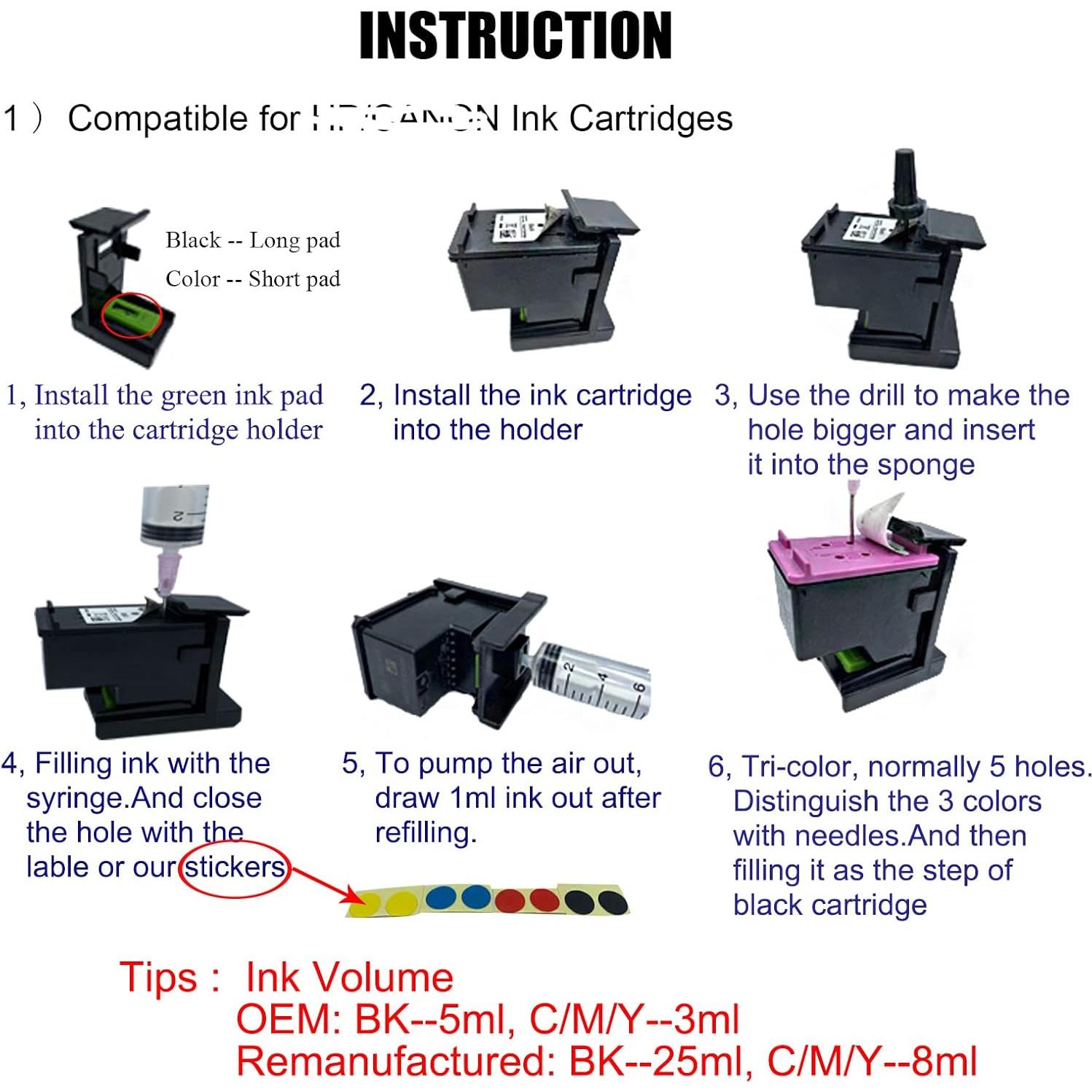 Kit de Recarga de Tinta COCADEEX 500ml Compatible HP 67XL 65XL