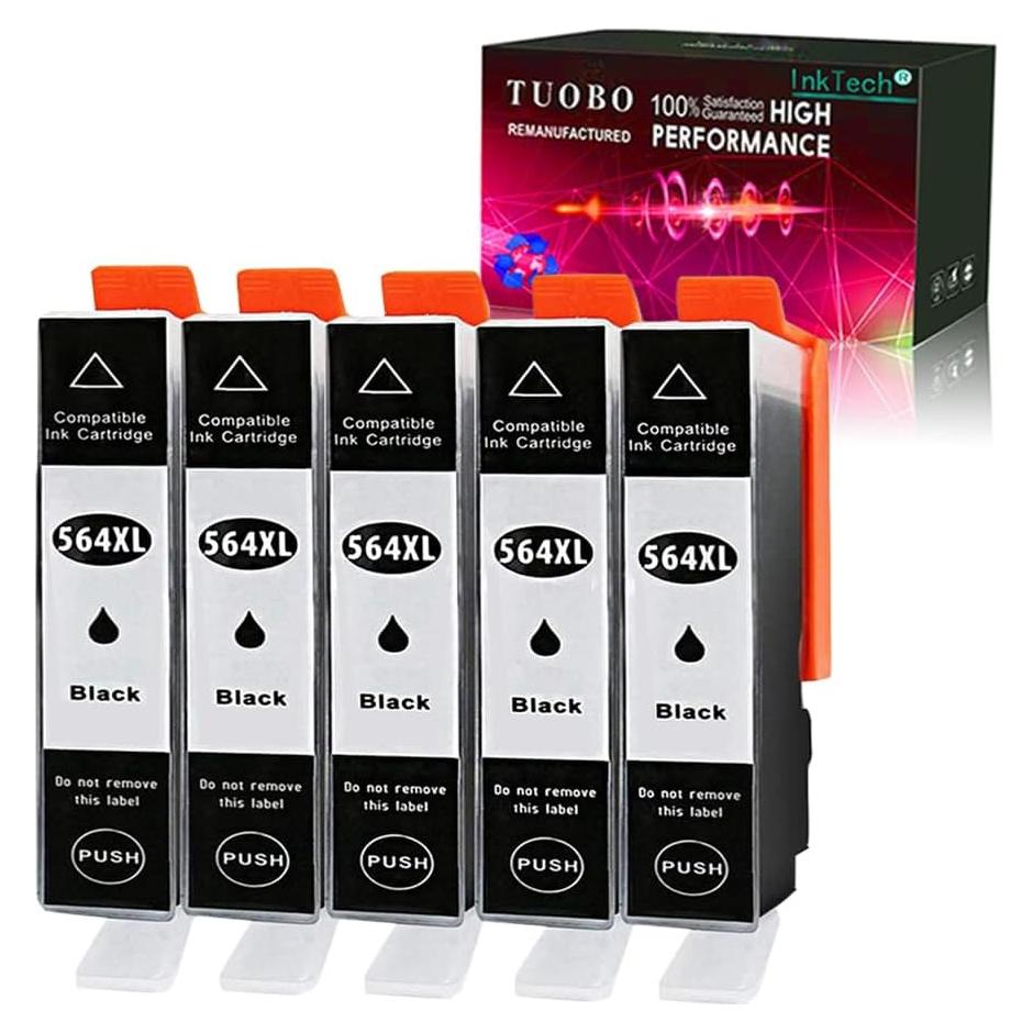 5 Cartuchos de Tinta Negra HP 564XL ZHInk Compatible 22.5ml