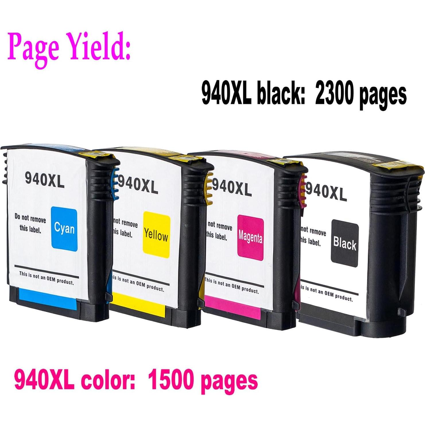 Cartuchos de tinta 940 940XL compatibles HP - 8 piezas