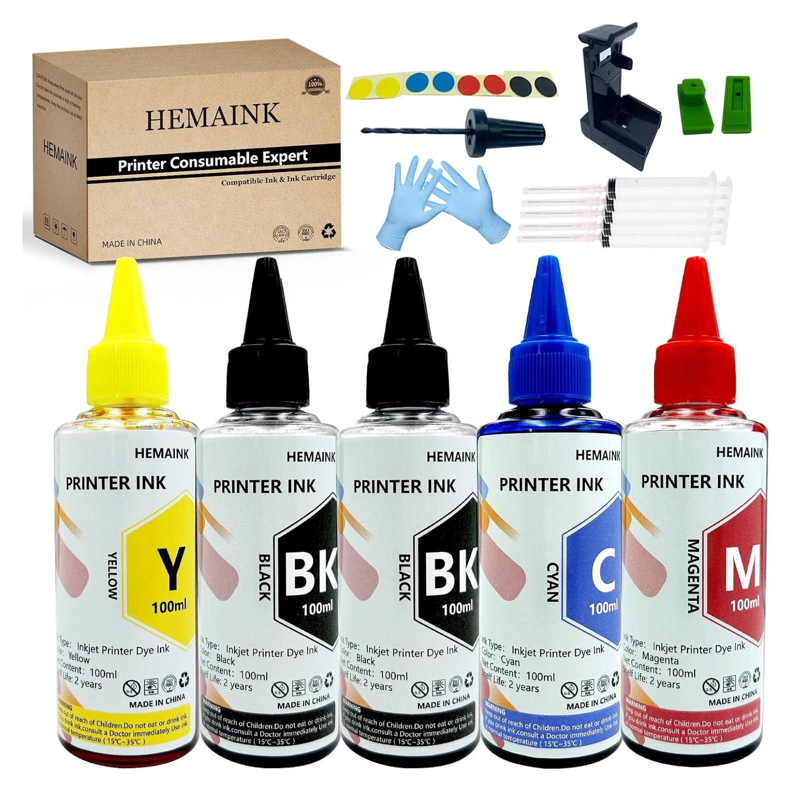 5 Botellas de Tinta Colorante Compatibles Canon PG-245XL CL-246XL