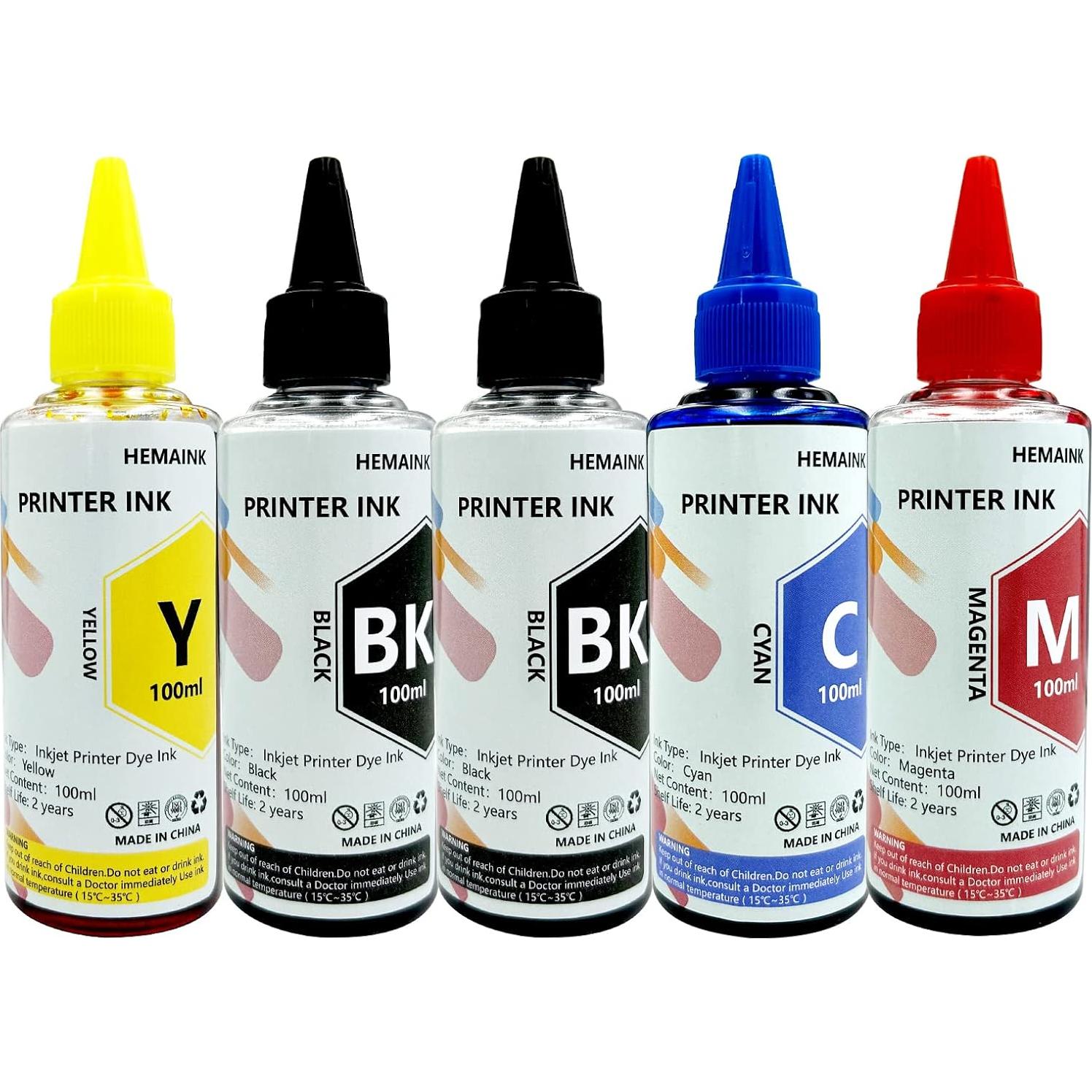 5 Botellas de Tinta Colorante Compatibles Canon PG-245XL CL-246XL