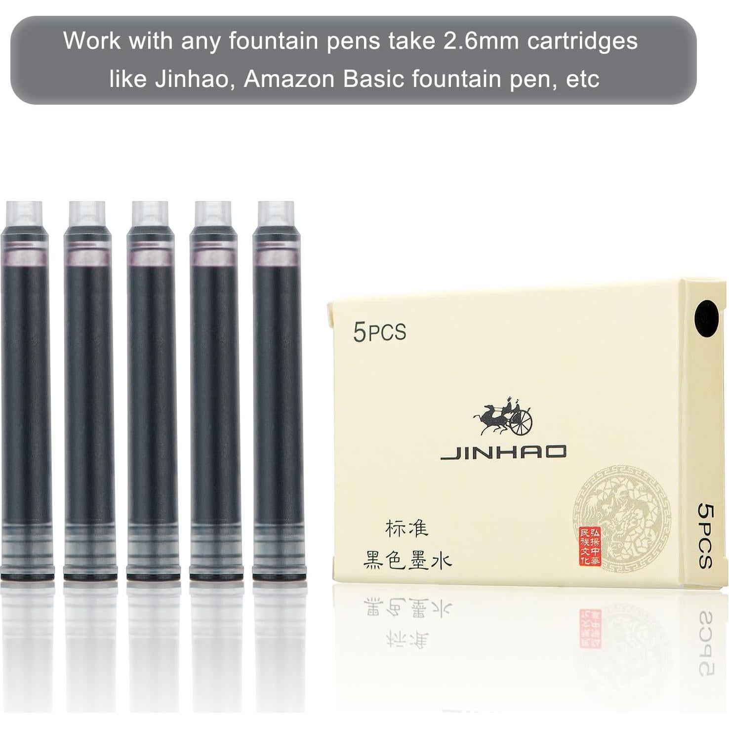 Cartuchos de Tinta Negra Jinhao 30 PCS para Pluma Estilográfica