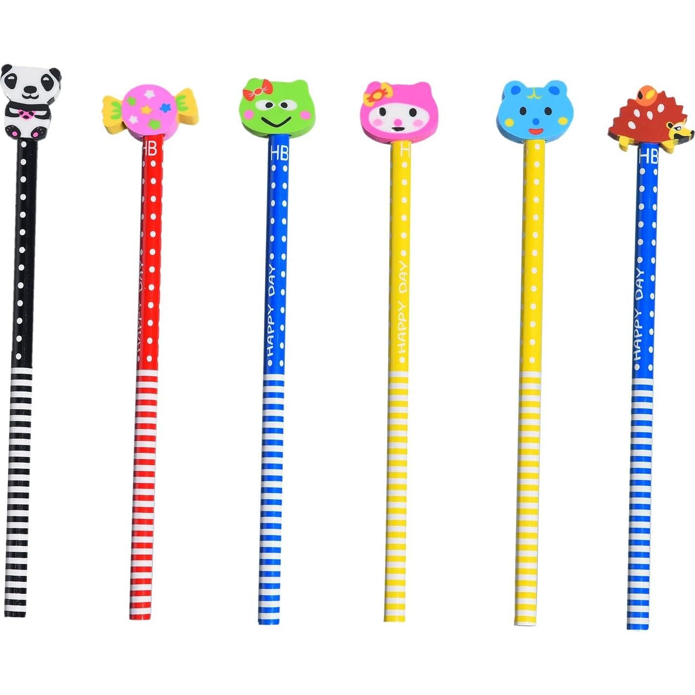 28 Lápices Divertidos QDXATIVP con Borradores de Animales y Frutas