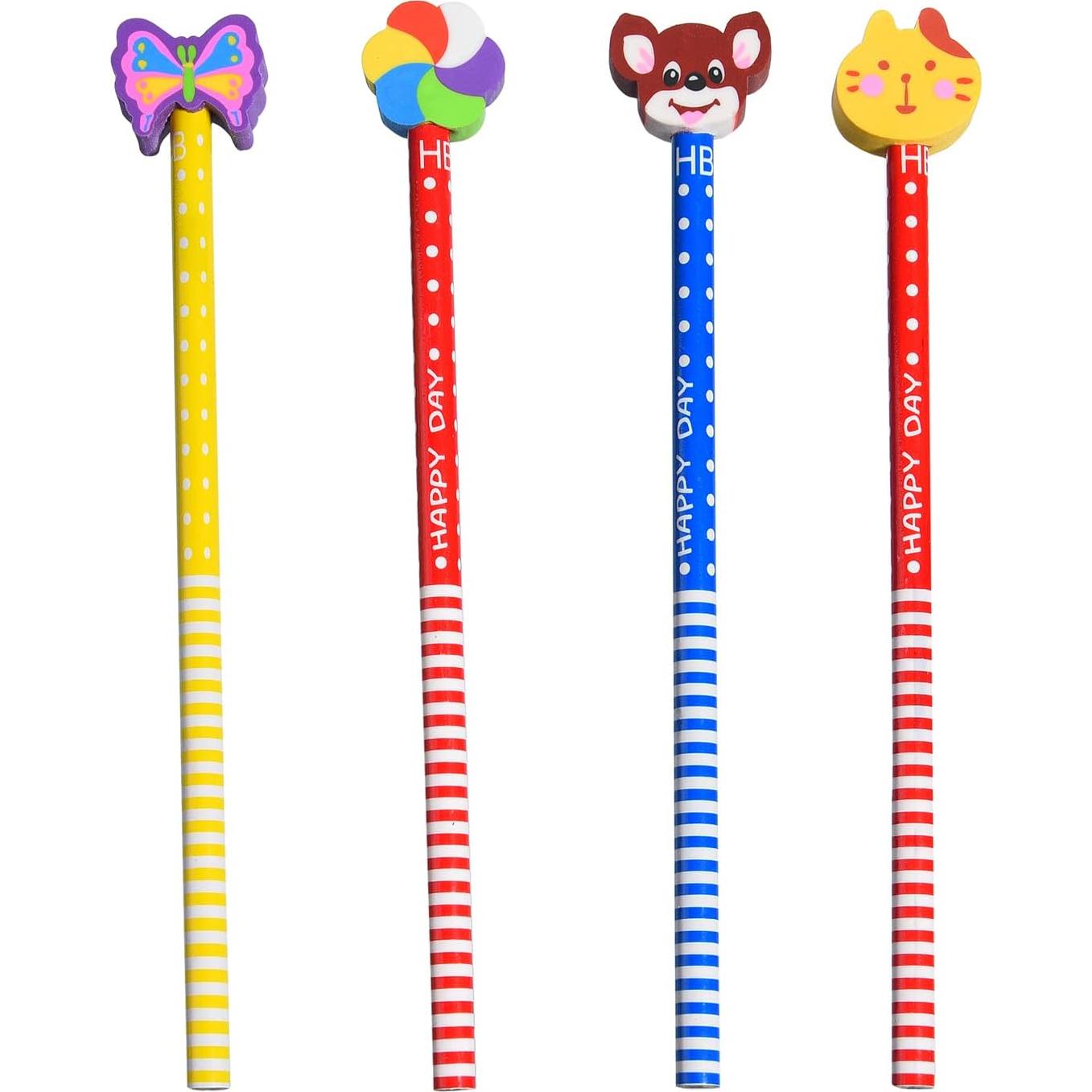 28 Lápices Divertidos QDXATIVP con Borradores de Animales y Frutas