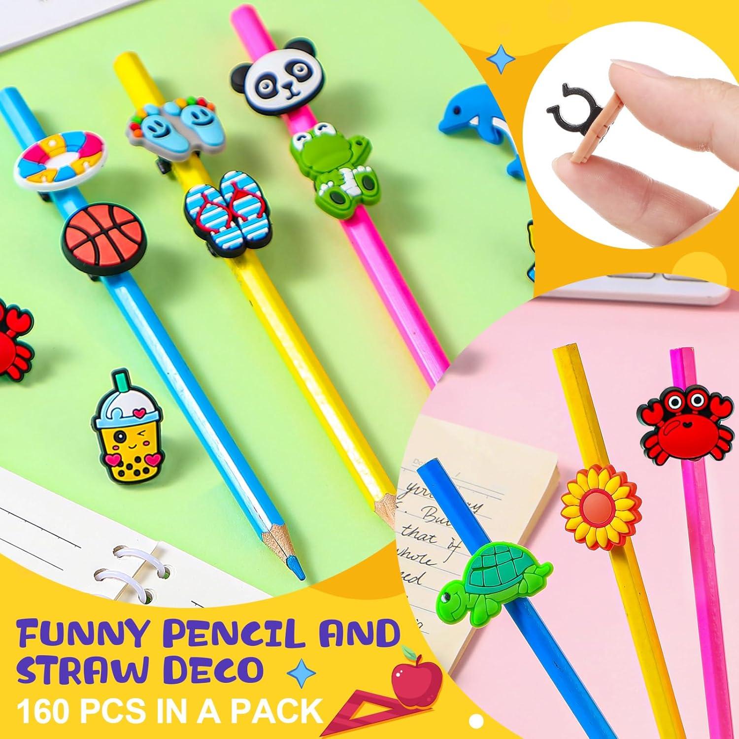 Seajan 160 Clips Decorativos para Lápiz PVC Multicolor