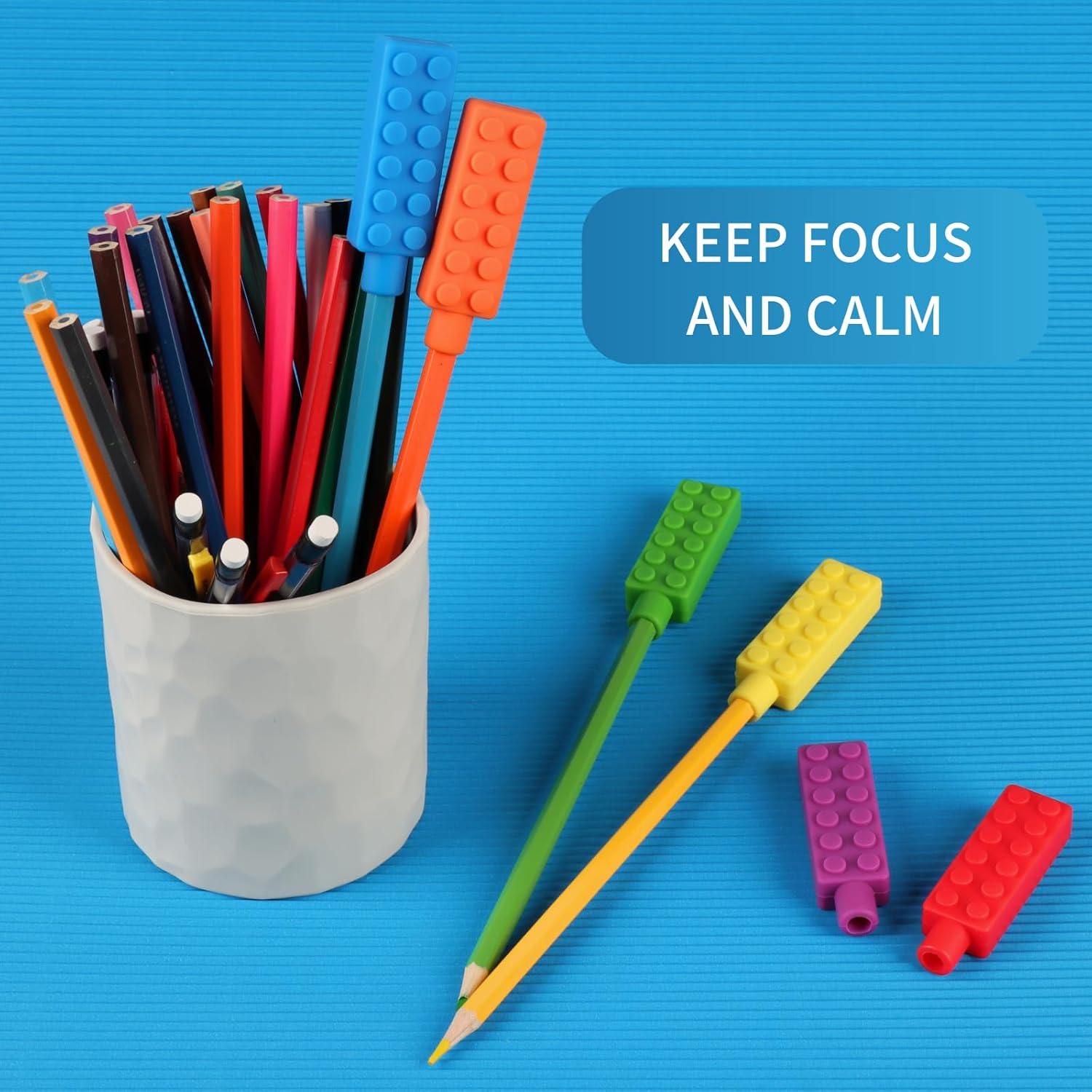 6 Tapas de Lápiz Masticables Kalovin para Niños con Autismo