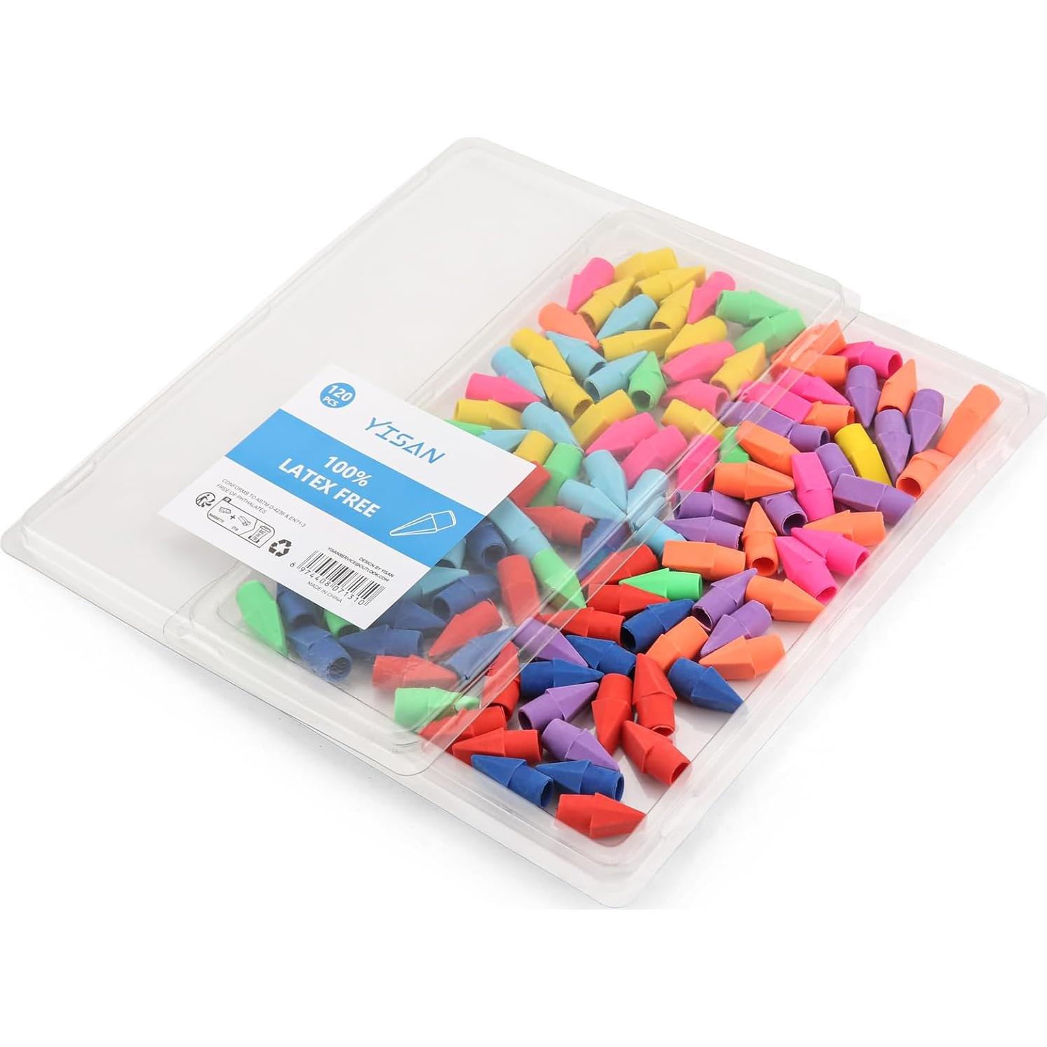Borradores de Tapa YISAN 120 PCS Coloridos para Lápices