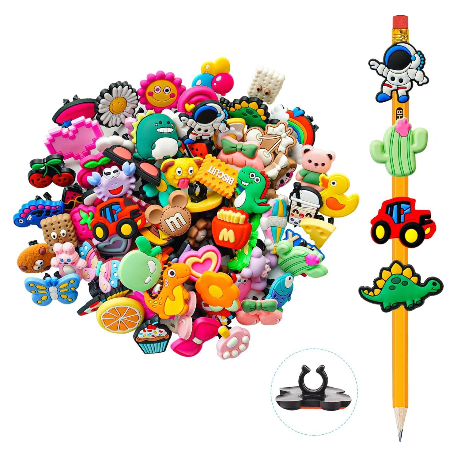 45 Adornos para Lápices Juszok PVC Multicolor - Regalos Escolares