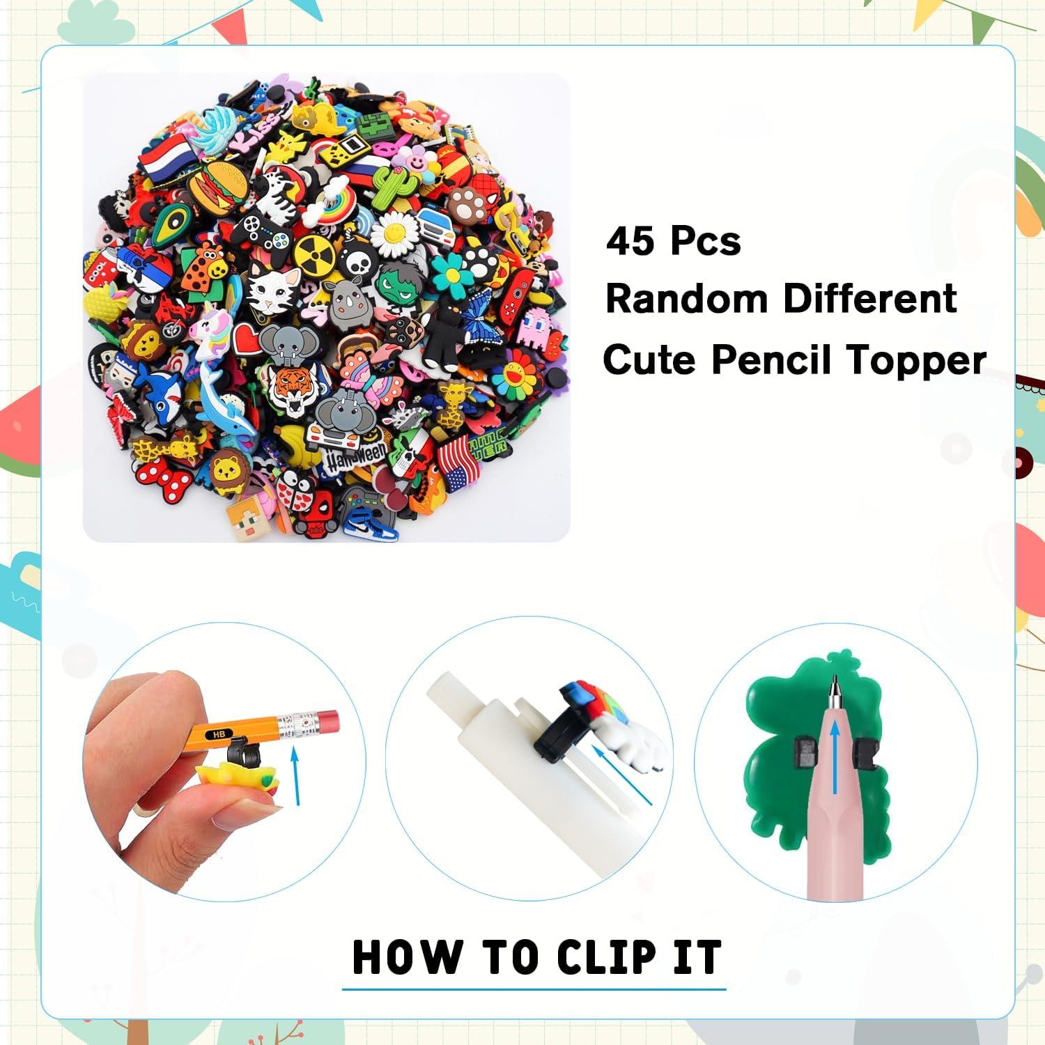 45 Adornos para Lápices Juszok PVC Multicolor - Regalos Escolares