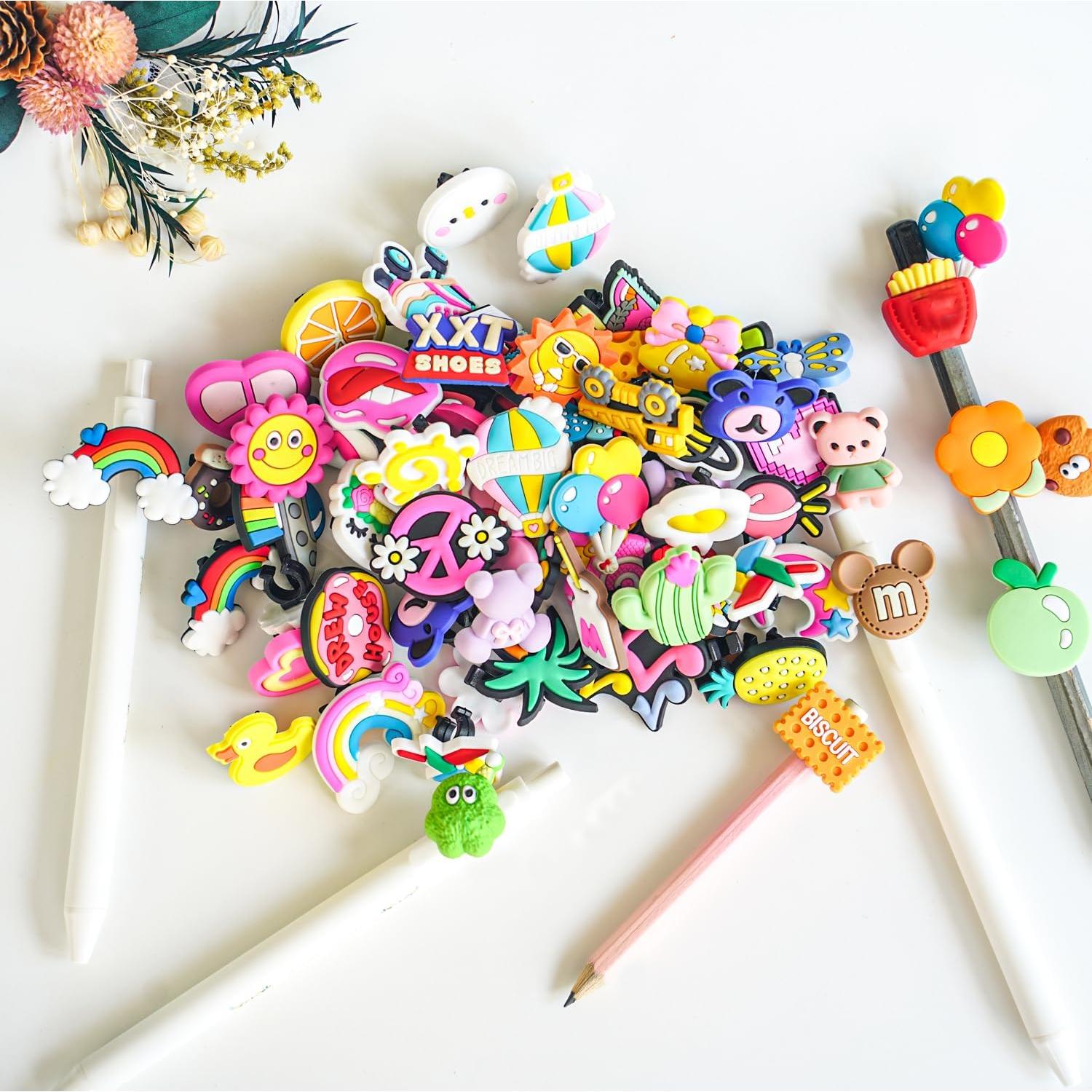 45 Adornos para Lápices Juszok PVC Multicolor - Regalos Escolares