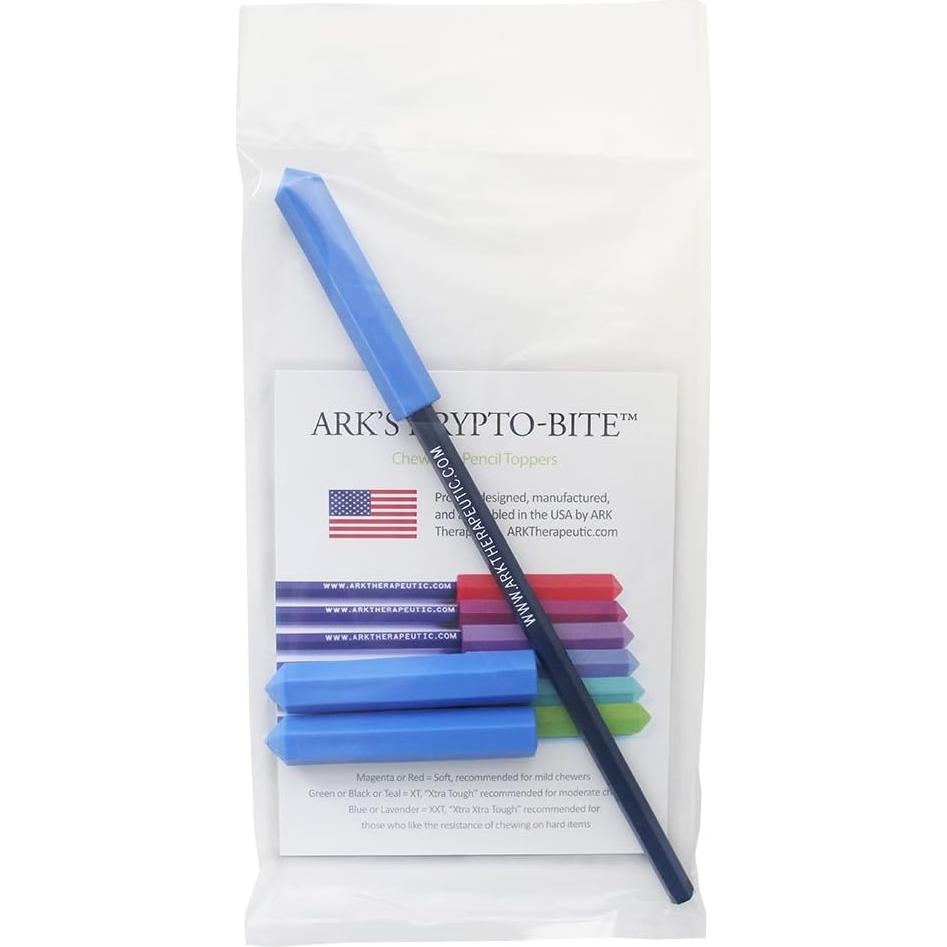 Tapa de lápiz masticable Krypto-Bite ARK - Azul muy resistente (3 unidades)