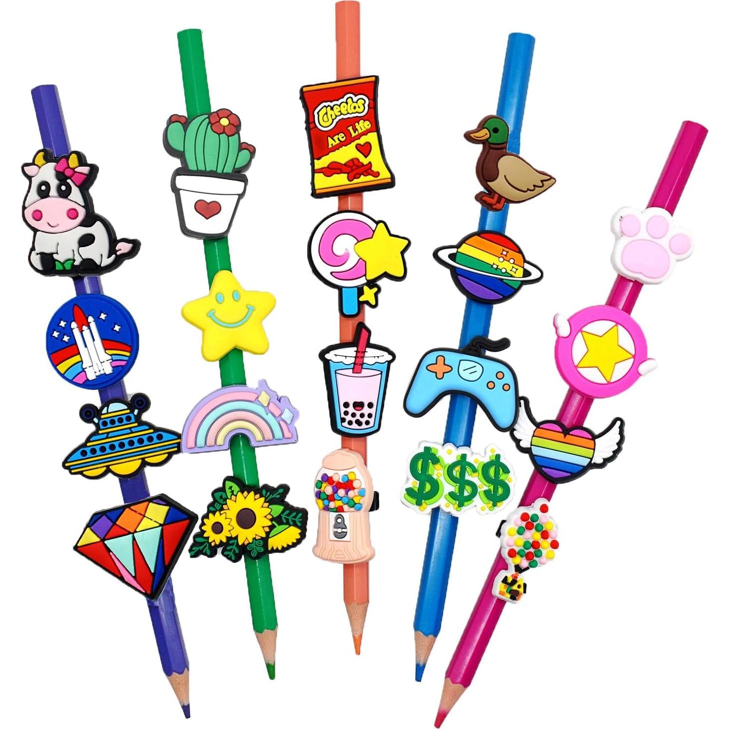 Adornos para Lápices Papacharms - Lote Aleatorio 40 Piezas PVC