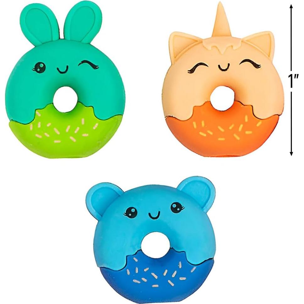 Toppers de Lápiz Borrador Animal Donut - 24 Piezas - Papelería