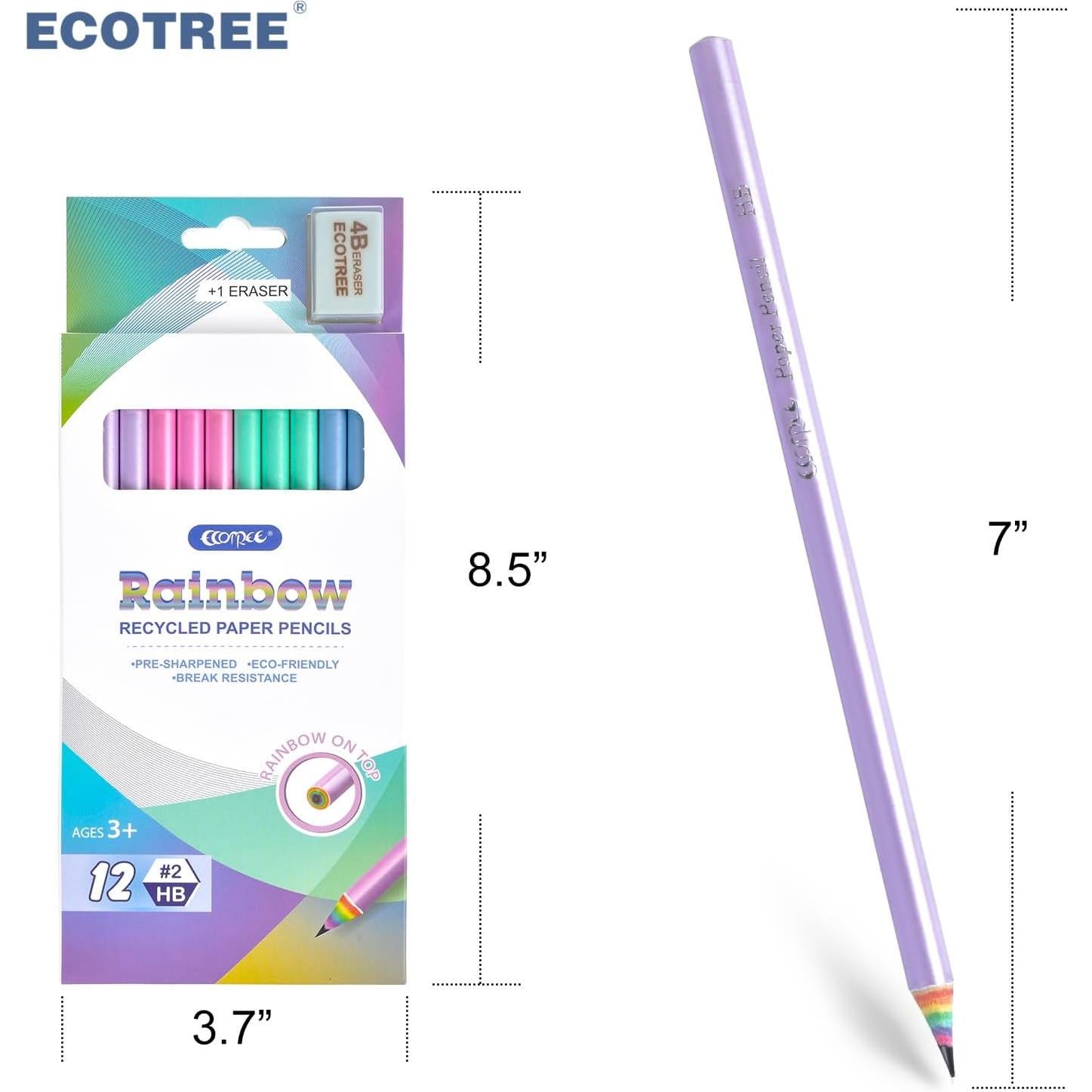 Lápices Ecológicos #2 Arcoíris ECOTREE - 12 Unidades