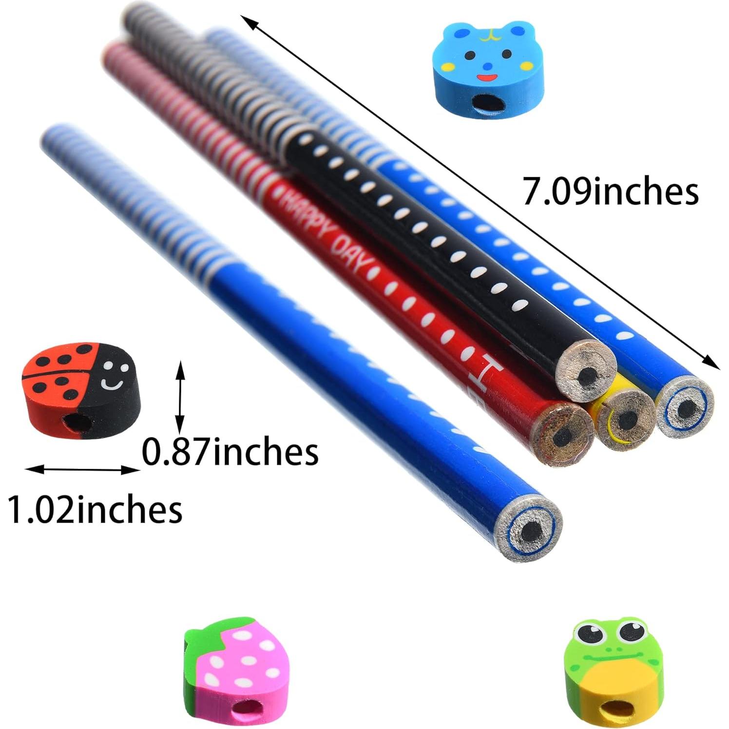 28 Lápices con Borrador de Animales y Frutas Jsehchya