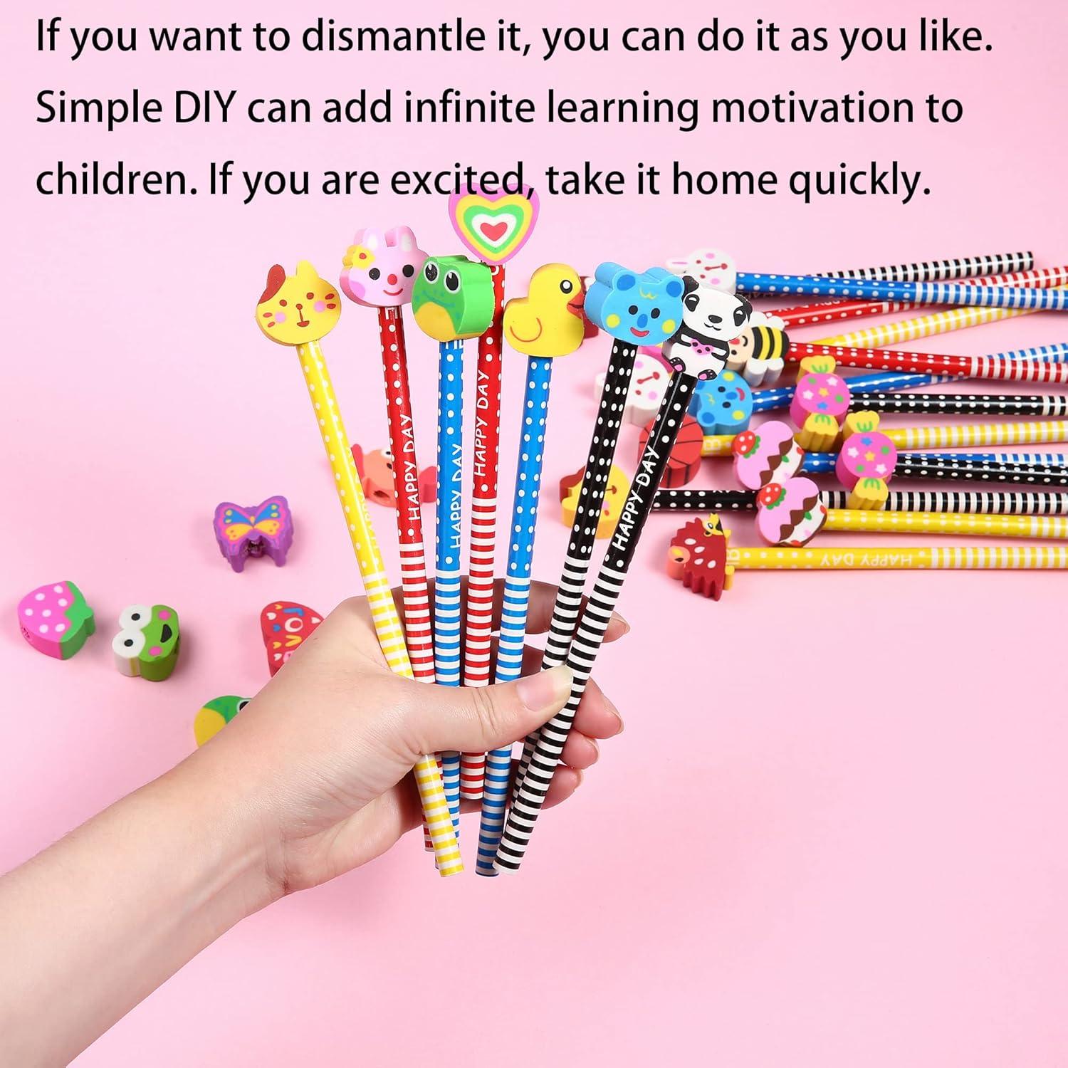 28 Lápices con Borrador de Animales y Frutas Jsehchya