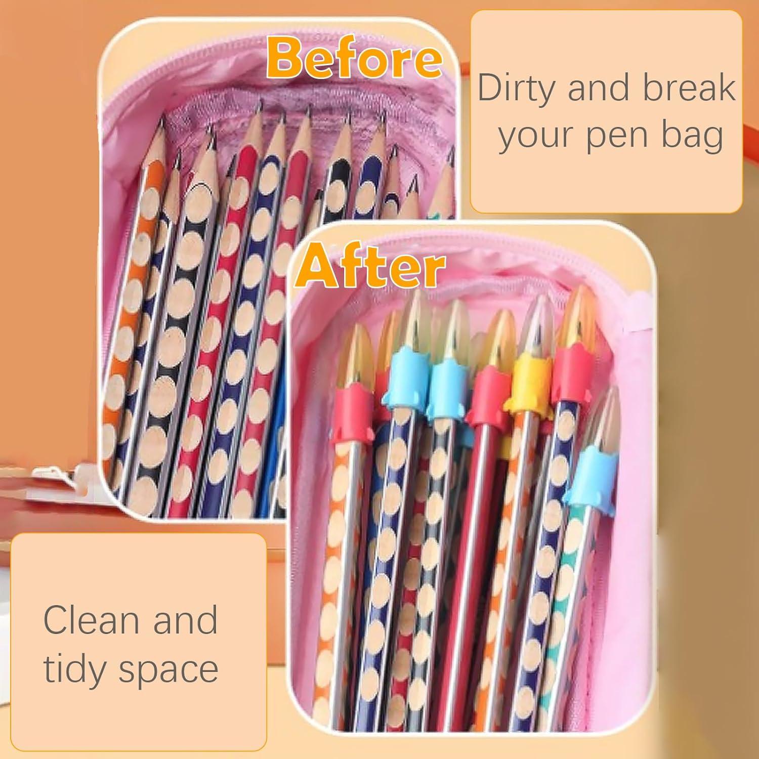 10 Protectores de Punta de Lápiz Silicona Multicolor Nuatpetin