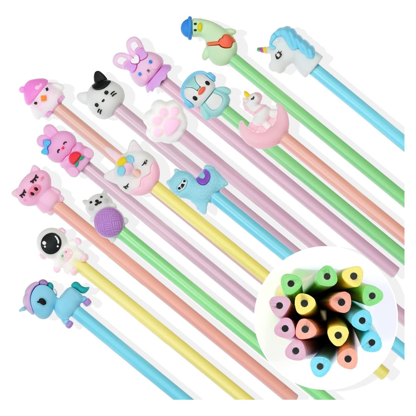 Lápices AUAUY #2 HB con Adornos de Caricaturas, 15PCS