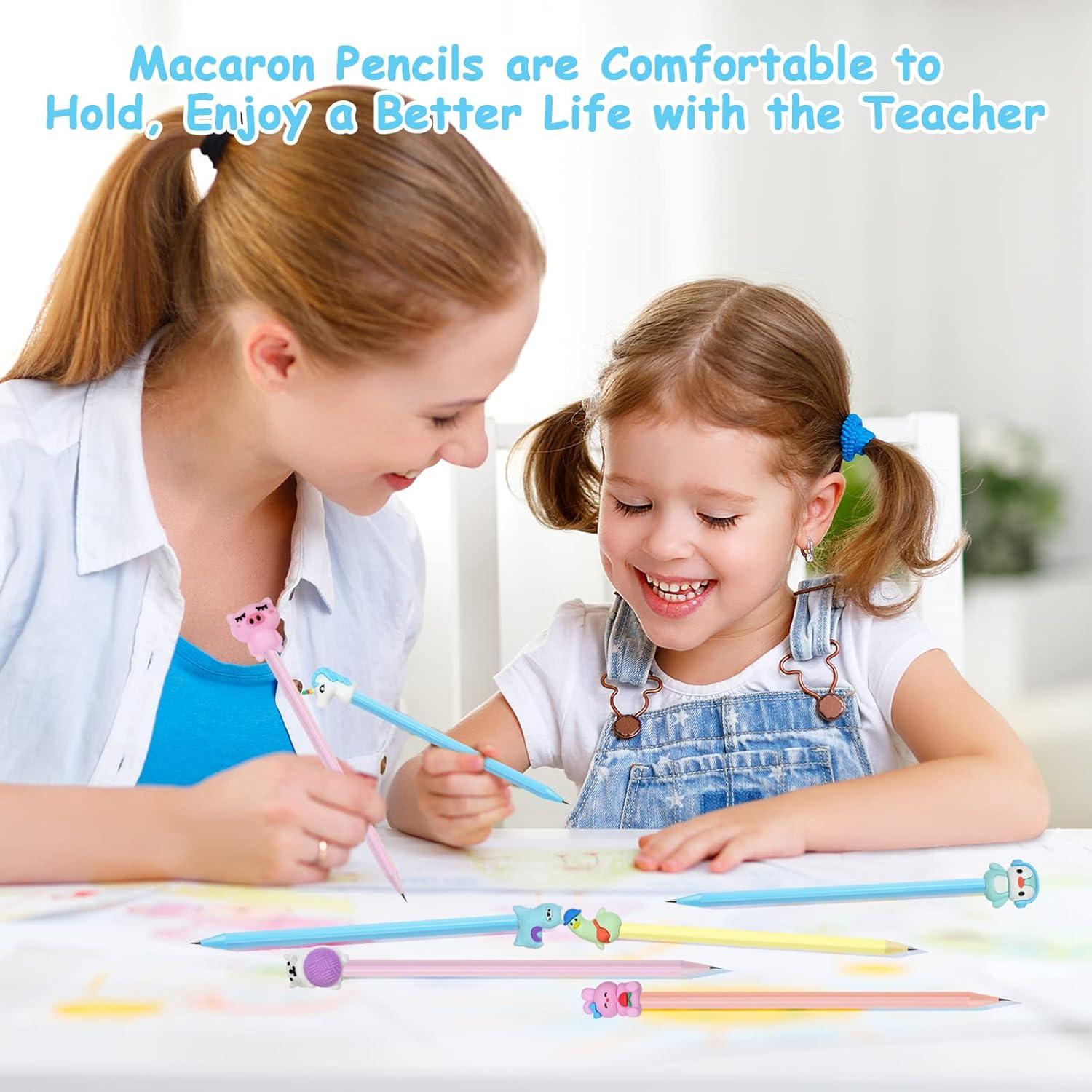 Lápices AUAUY #2 HB con Adornos de Caricaturas, 15PCS