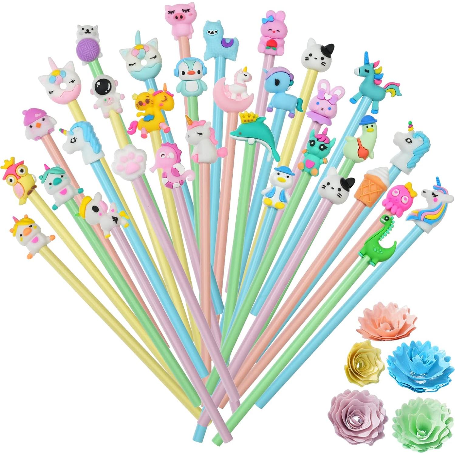 Lápices AUAUY #2 HB con Adornos de Caricaturas, 15PCS