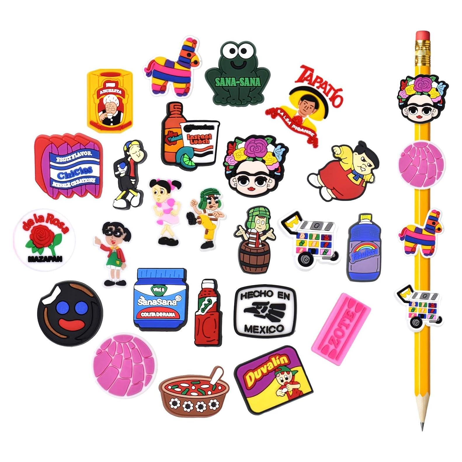 24 Adornos para Lápices Mexicanos Pabucle - Clip Decorativo