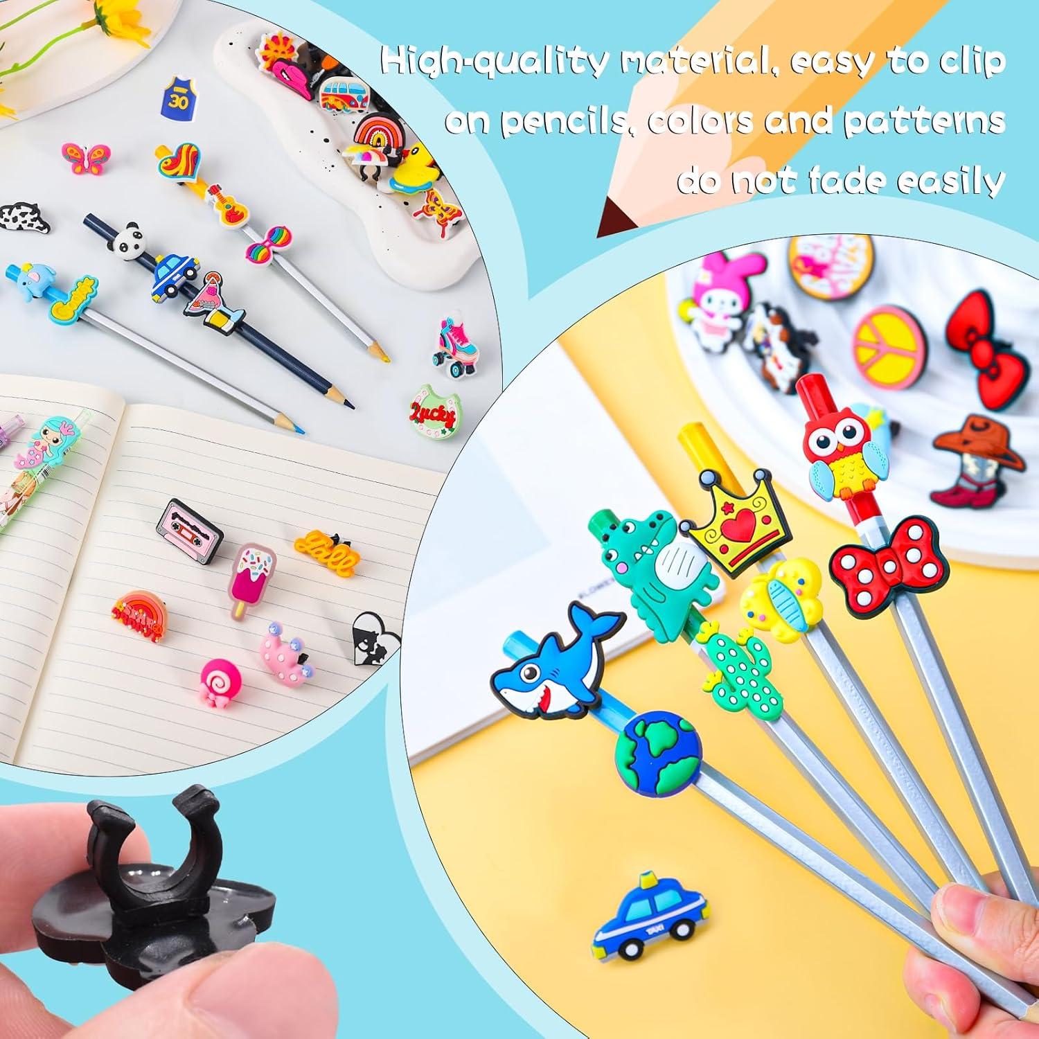 60 Adornos para Lápices Japior Multicolor PVC - Clips Creativos