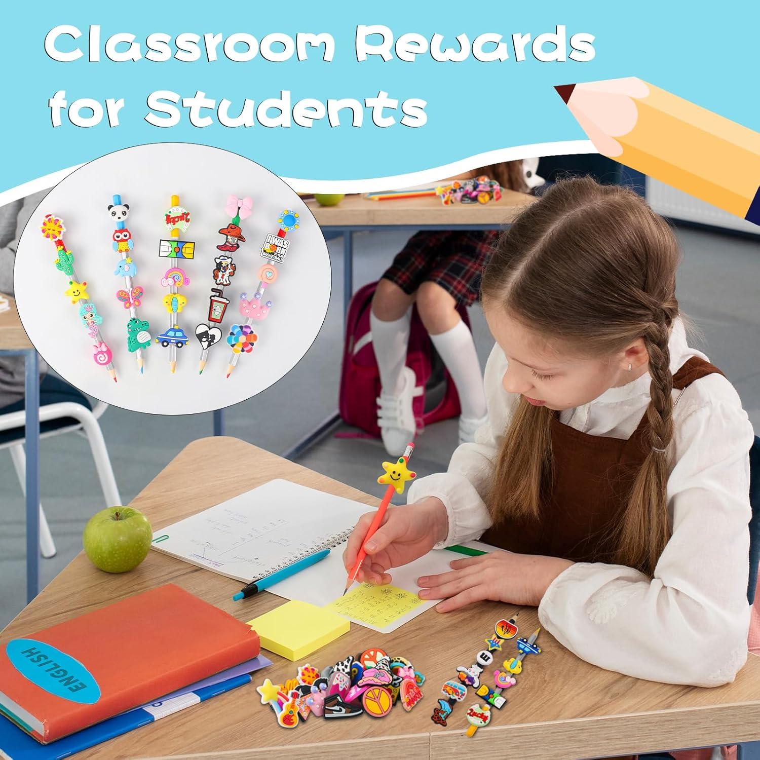 60 Adornos para Lápices Japior Multicolor PVC - Clips Creativos