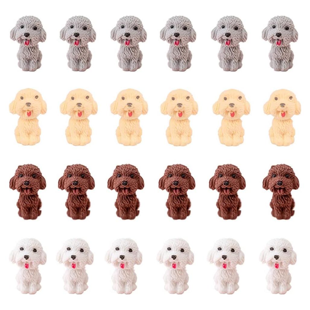 24 Borradores de Lápiz de Perro Waremew - Multicolor, 3D