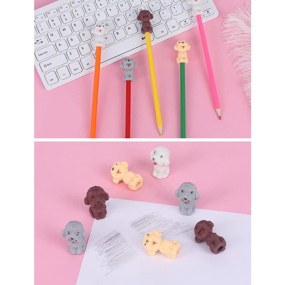 24 Borradores de Lápiz de Perro Waremew - Multicolor, 3D