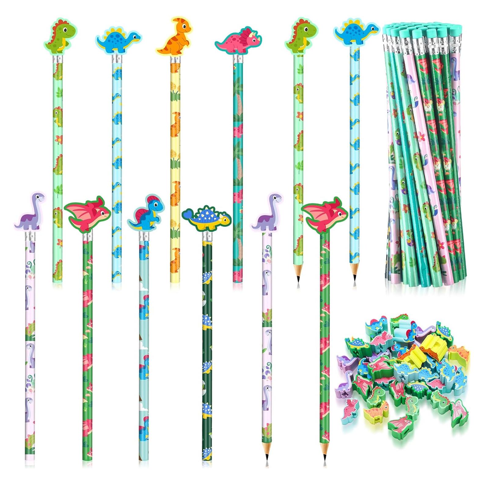 Lápices de Dinosaurio Tenceur 48 Pcs con Toppers de Dino