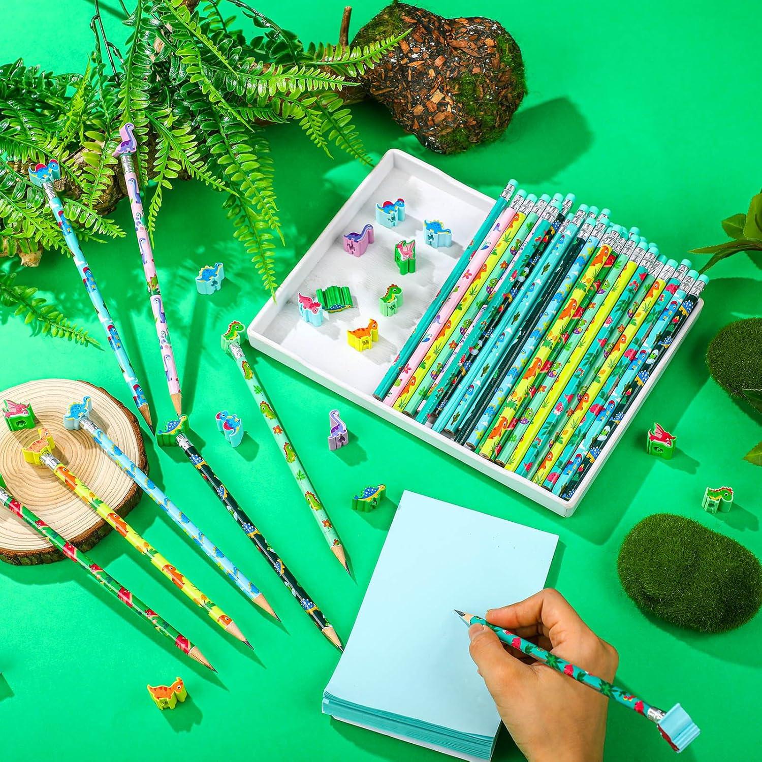 Lápices de Dinosaurio Tenceur 48 Pcs con Toppers de Dino