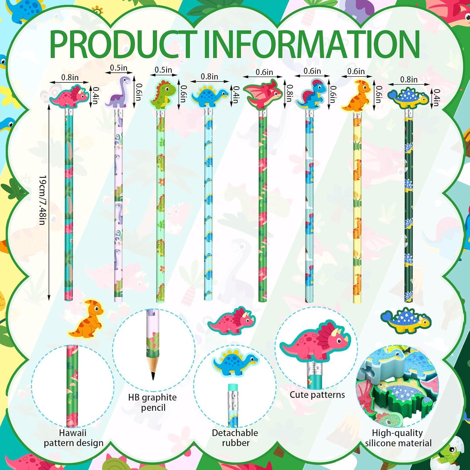 Lápices de Dinosaurio Tenceur 48 Pcs con Toppers de Dino