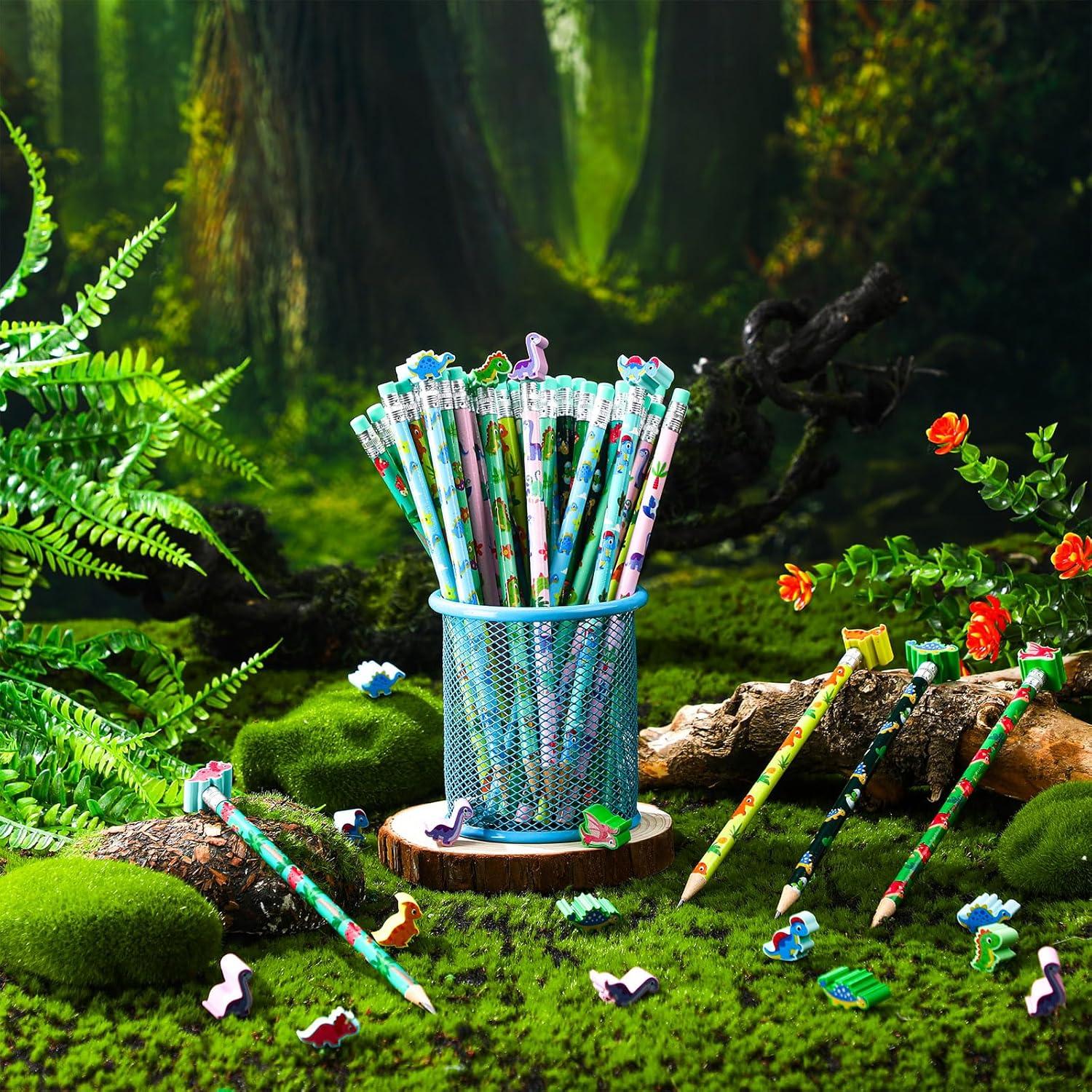 Lápices de Dinosaurio Tenceur 48 Pcs con Toppers de Dino