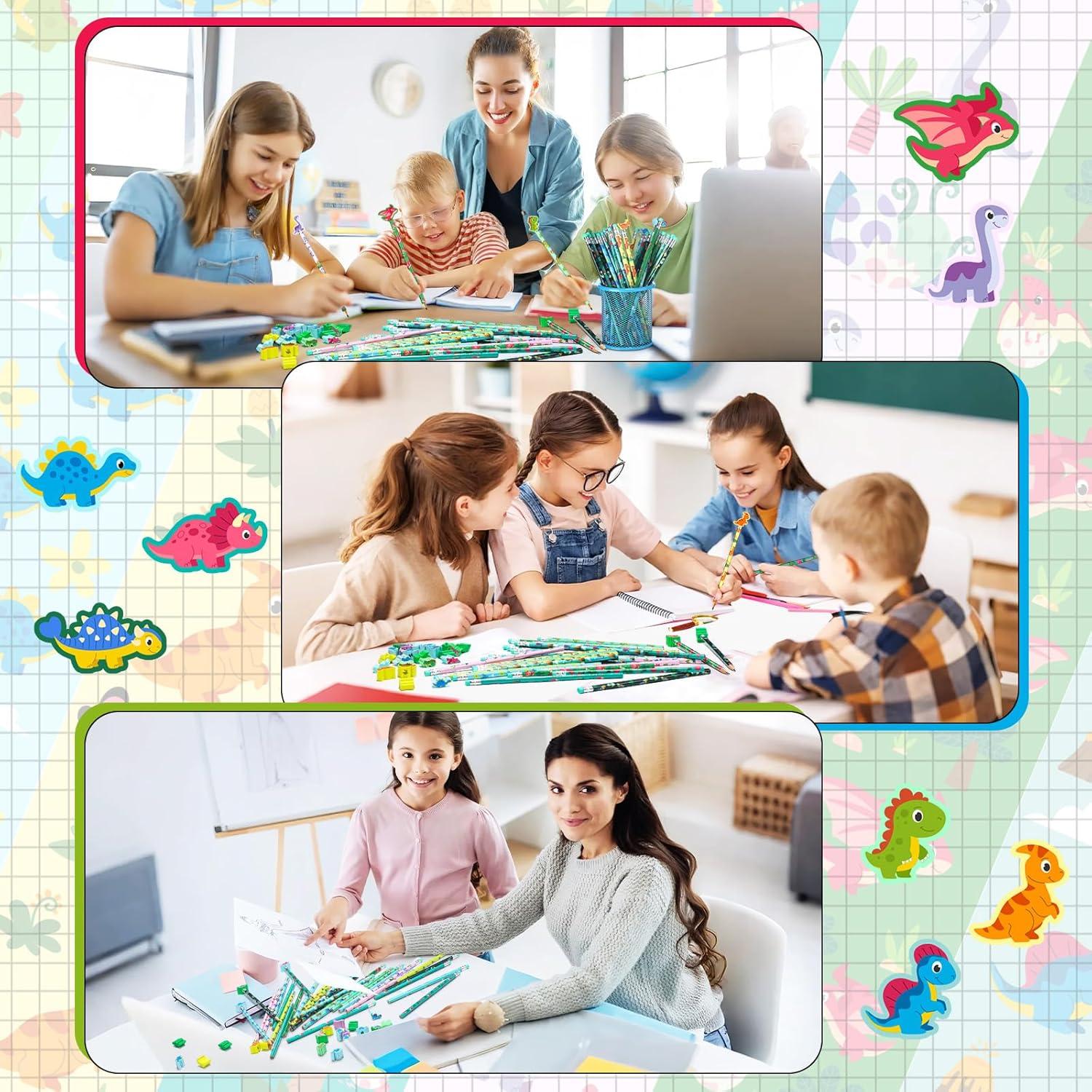 Lápices de Dinosaurio Tenceur 48 Pcs con Toppers de Dino