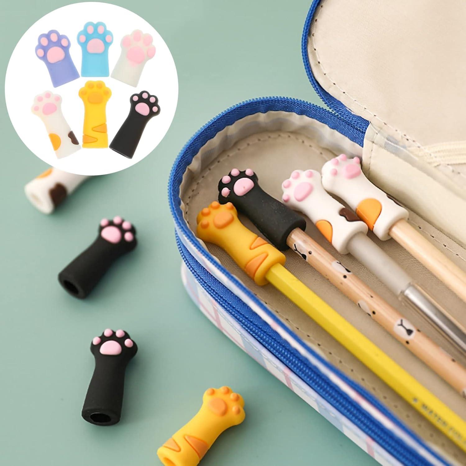 Funda de Lápiz de Silicona NUOBESTY 12 Pcs Adornos de Gato