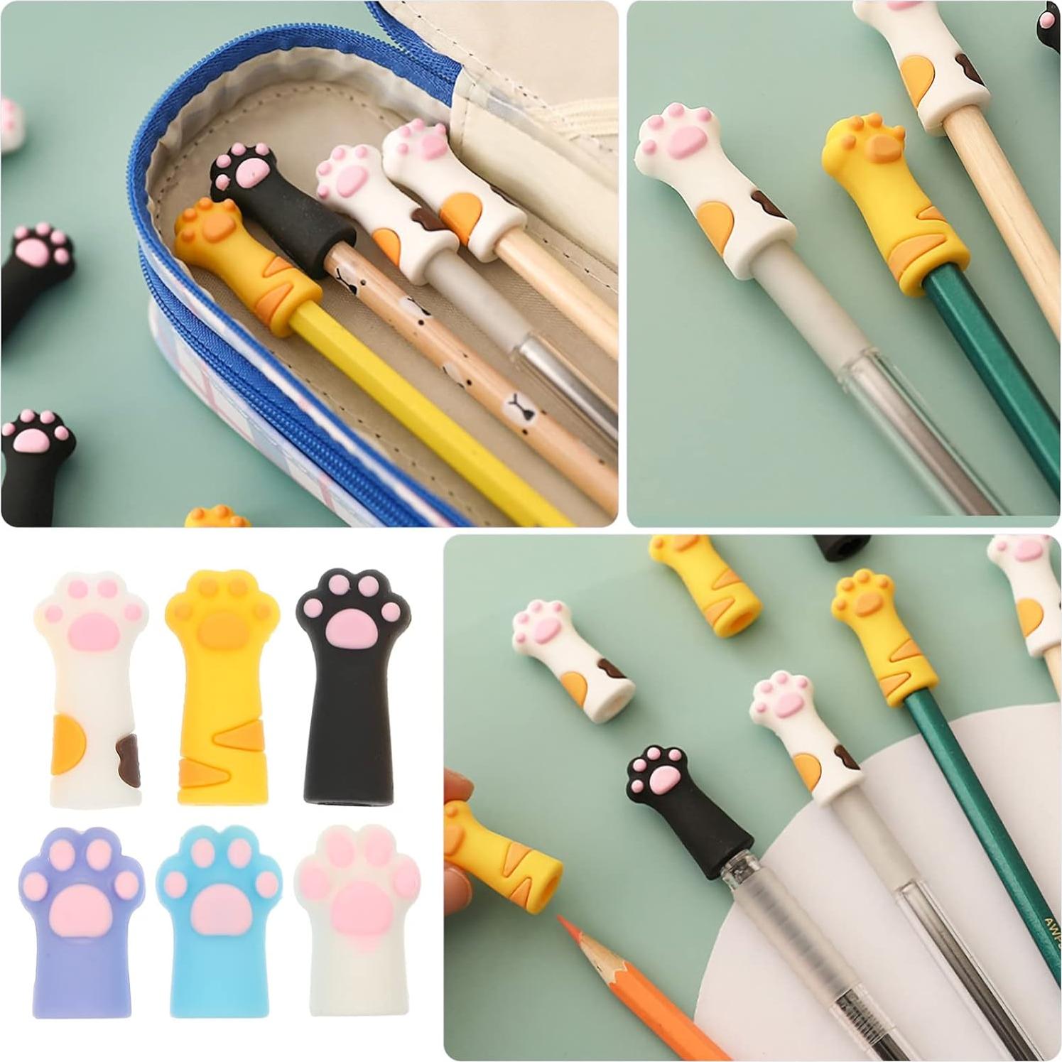 Funda de Lápiz de Silicona NUOBESTY 12 Pcs Adornos de Gato