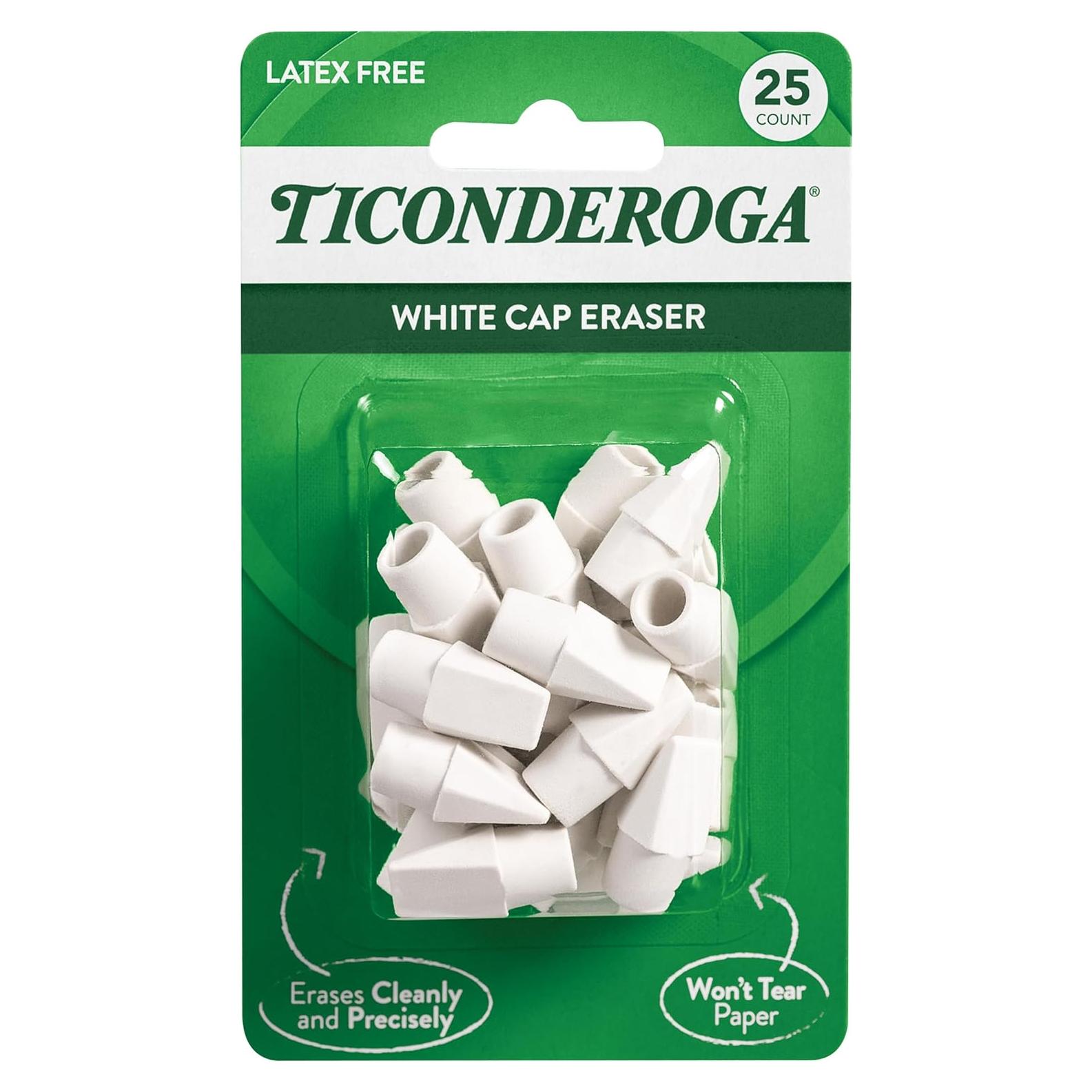 Borradores de Tapa de Lápiz Ticonderoga Blancos 25 Unidades