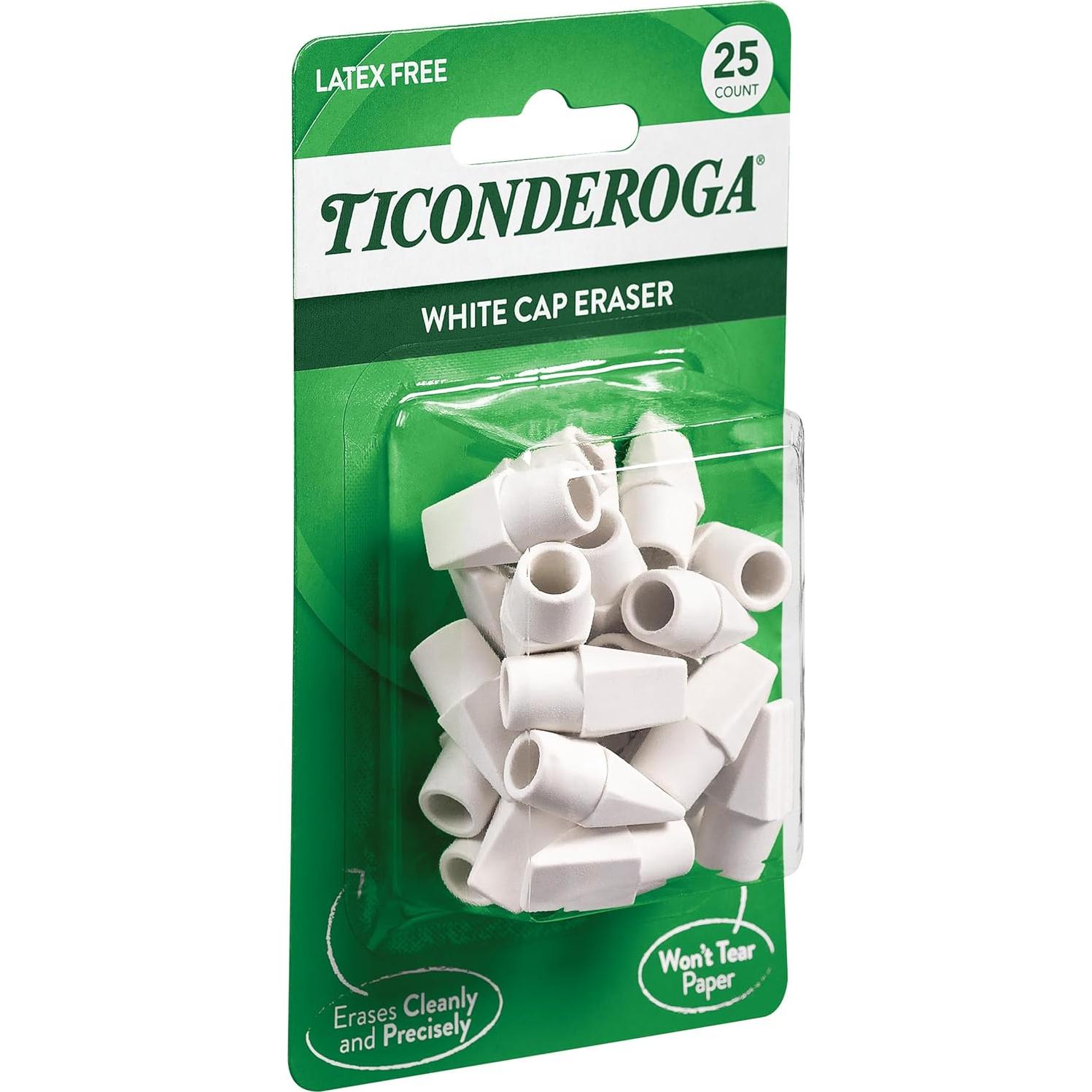 Borradores de Tapa de Lápiz Ticonderoga Blancos 25 Unidades