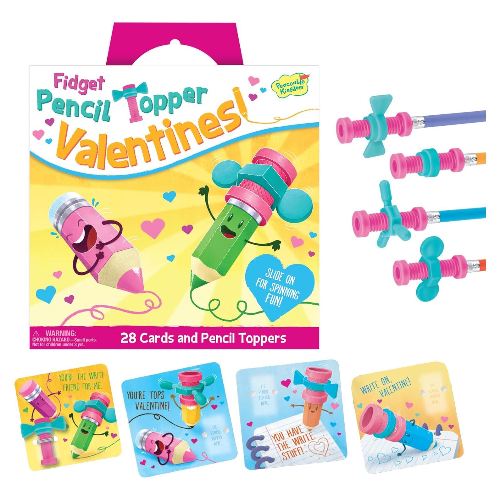 Tarjetas de San Valentín Peaceable Kingdom - 28 Adornos Fidget